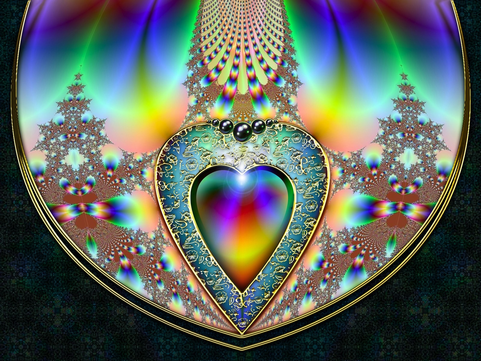 Wallpaper, heart, light, bright, colorful 1600x1200