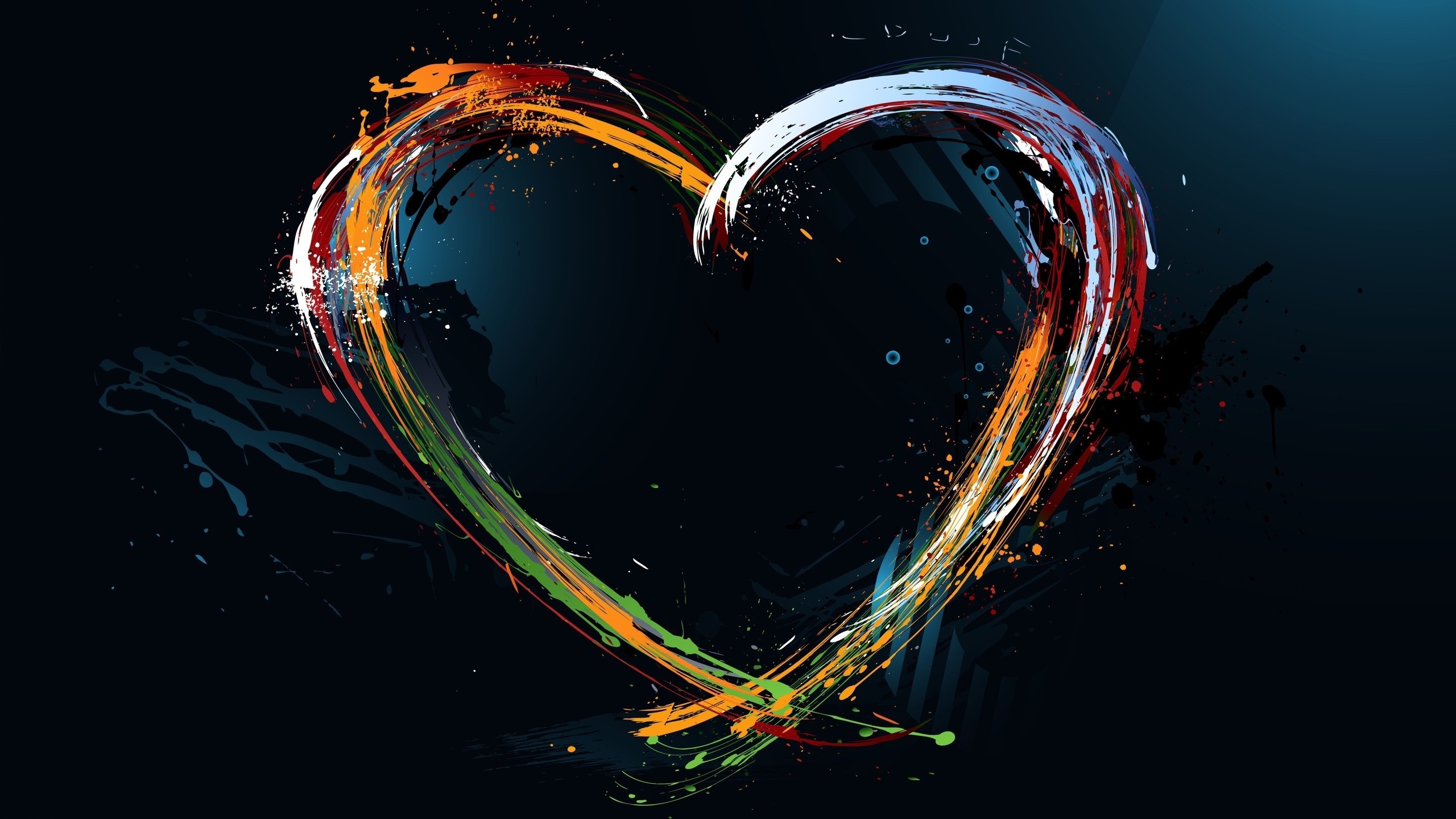 Wallpaper, colorful, illustration, night, heart, reflection, circle, lines, shapes, light, color, darkness, computer wallpaper, human body, fractal art, organ, macro photography 2560x1440