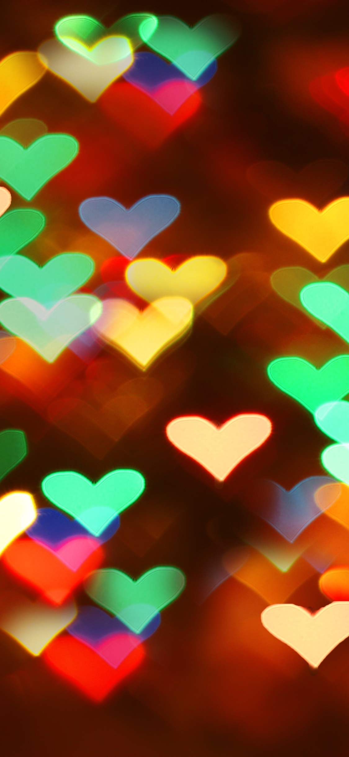 Many Love Hearts, Lights, Colorful, Blurry 1125x2436 IPhone 11 Pro XS X Wallpaper, Background, Picture, Image