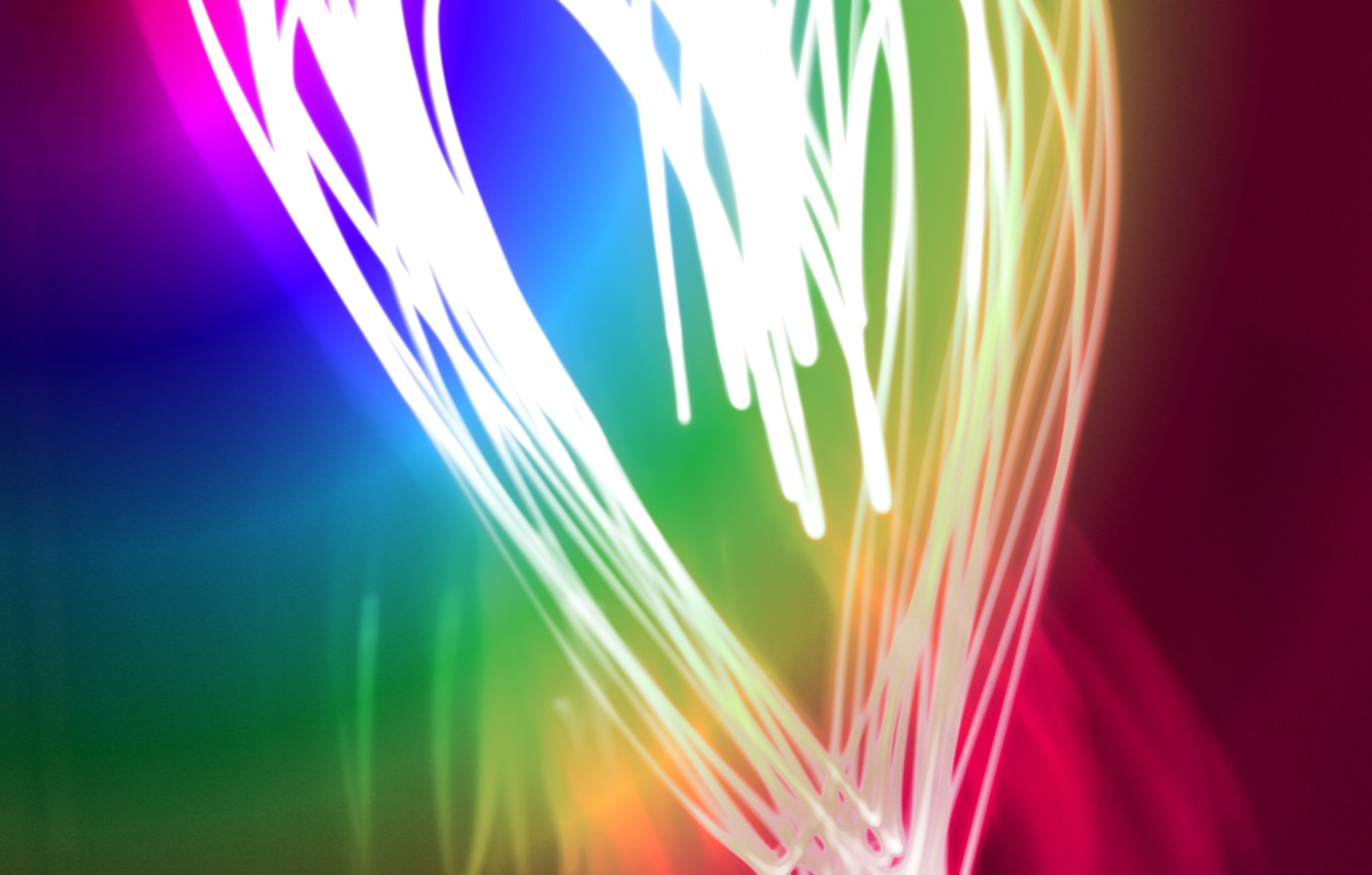 Wallpaper color, light, paint, colors, neon, Heart, heart image for desktop, section абстракции