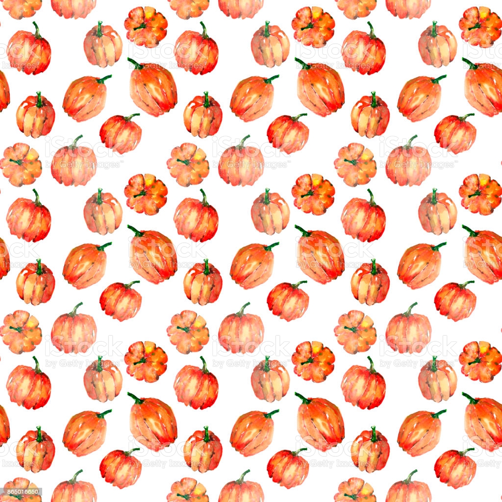 Graphic Artistic Abstract Bright Cute Autumn Ripe Tasty Colorful Halloween Orange Pumpkins Pattern Watercolor Hand Illustration Perfect For Textile Wallpaper Greetings Card Background Stock Illustration Image Now