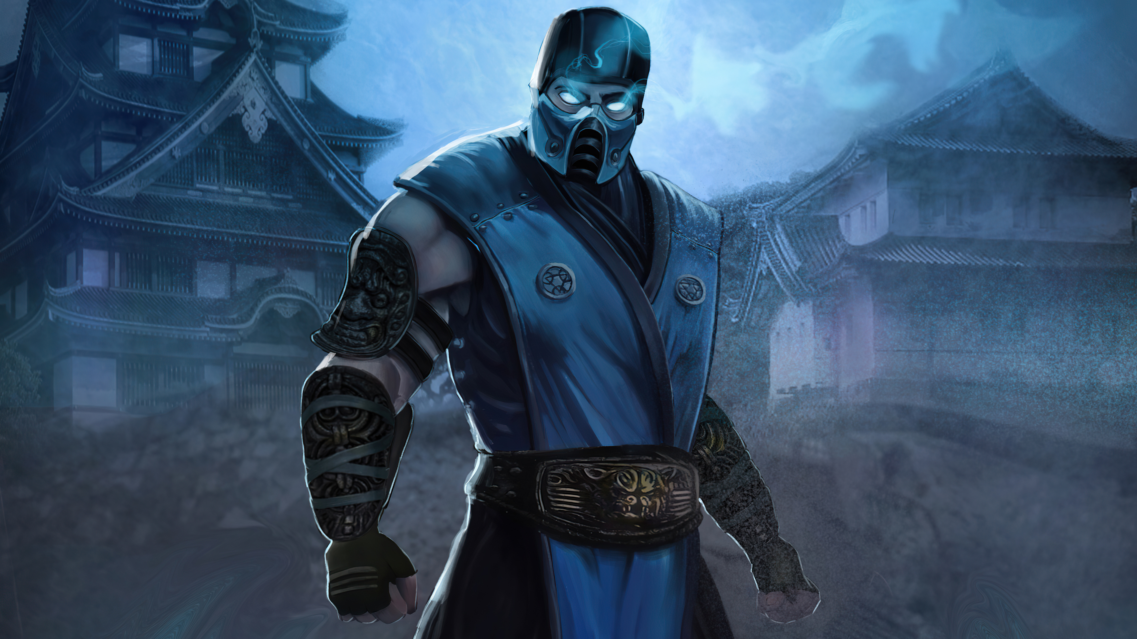 Wallpaper 4k Sub Zero Mortal Kombat Fan Art With Power Effect 4k Wallpaper