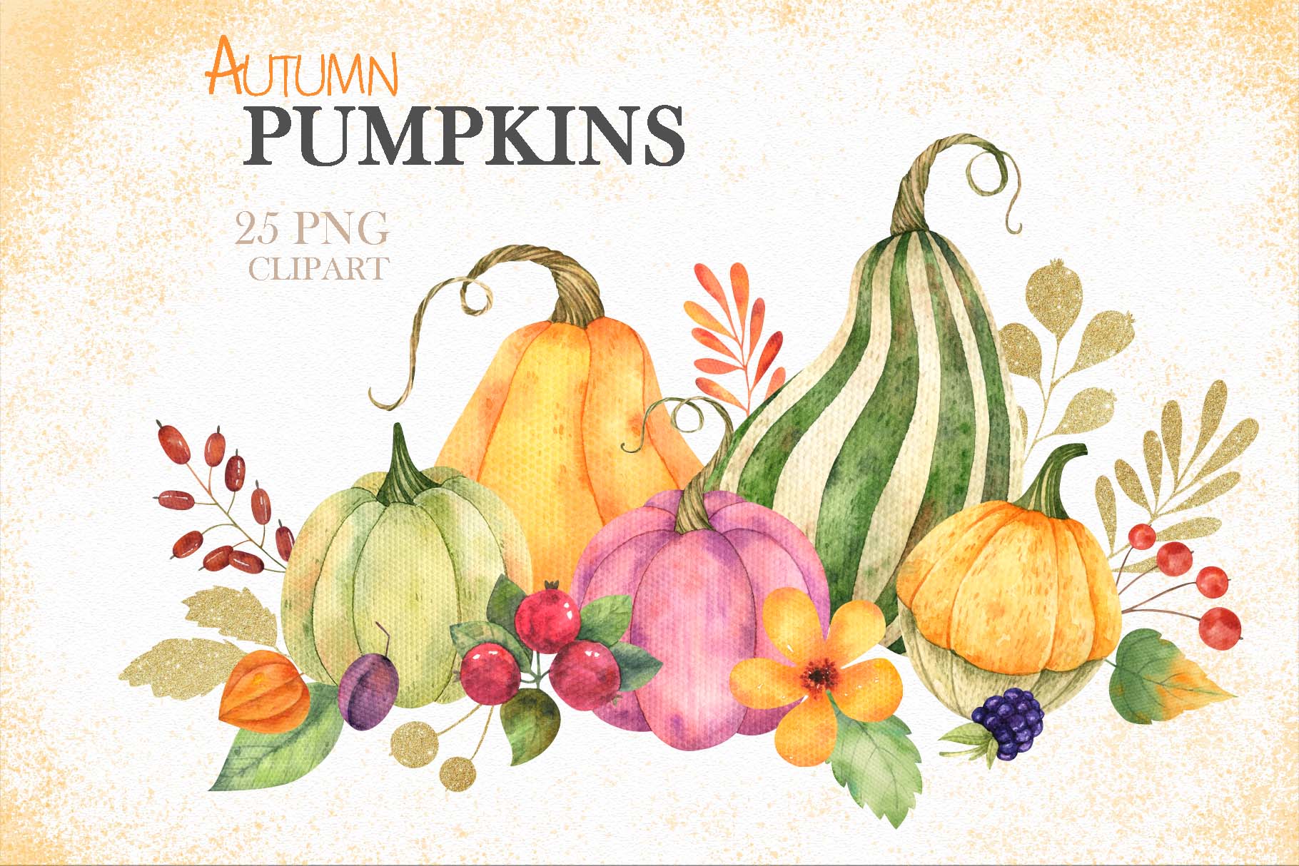 Watercolor Autumn Pumpkins Clipart Graphic by CreatArtStudio · Creative Fabrica