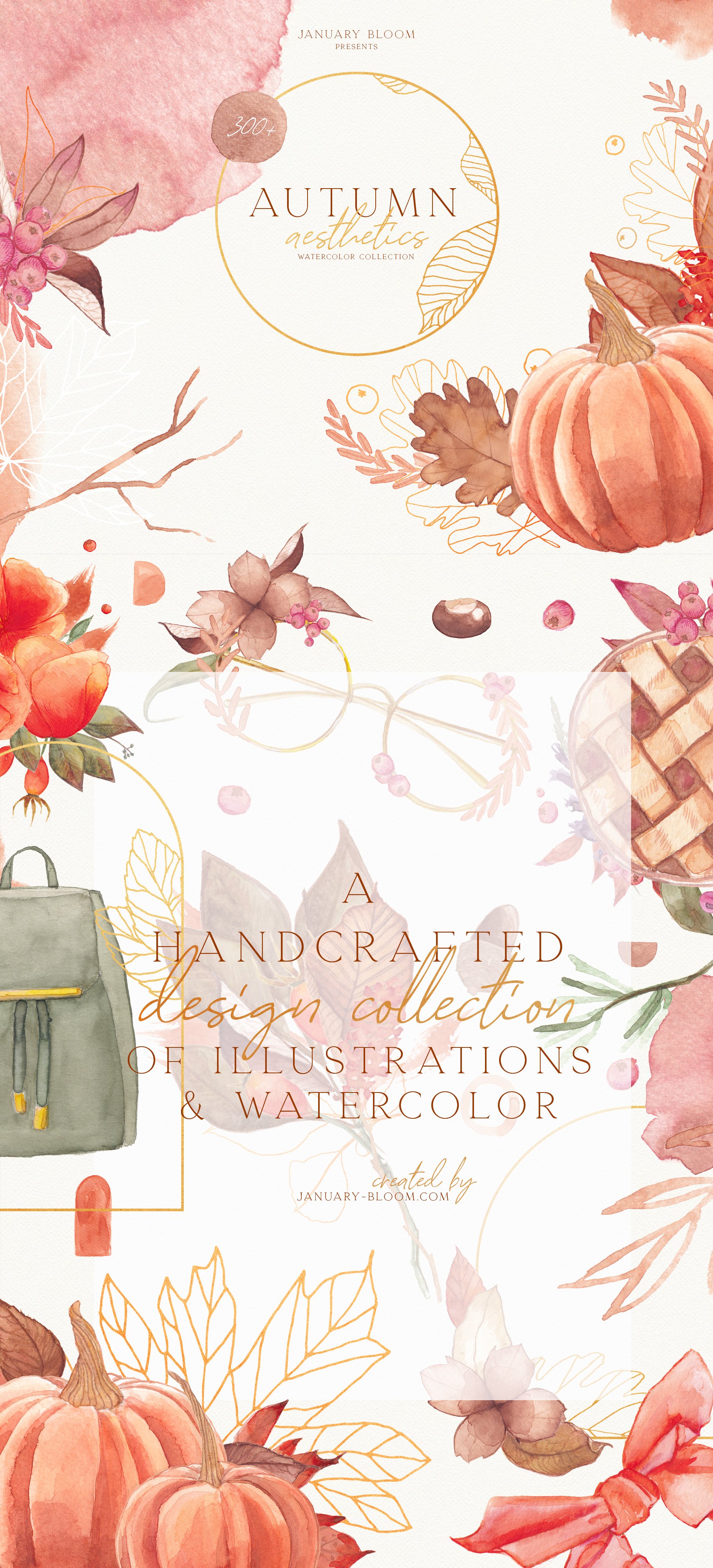 Gold Autumn Leaves Pumpkin & Fashion. Pre Designed Photohop Graphics Creative Market