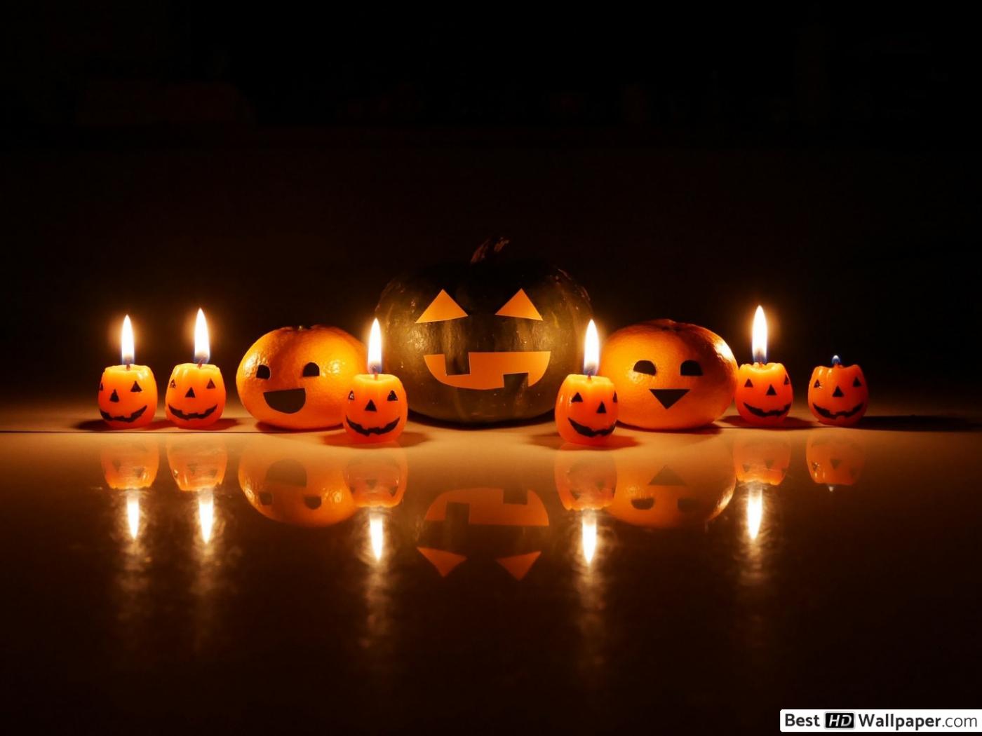 Black and orange pumpkin candles HD wallpaper download