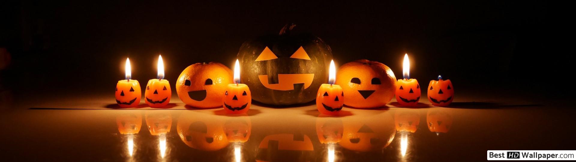 Black and orange pumpkin candles HD wallpaper download