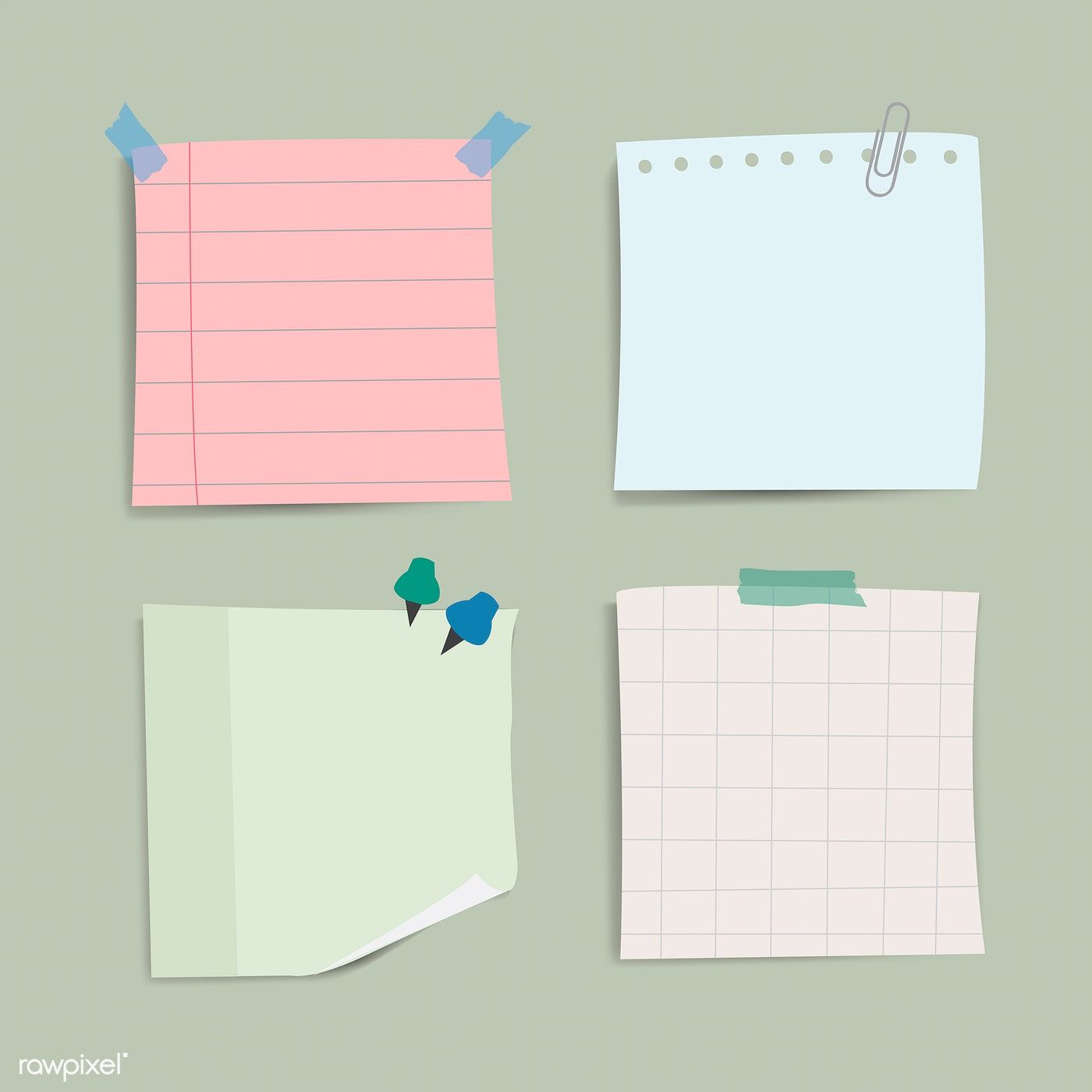 Blank reminder paper notes vector set. free image / Chayanit. Papel de notas, Notas adesivas, Vetores