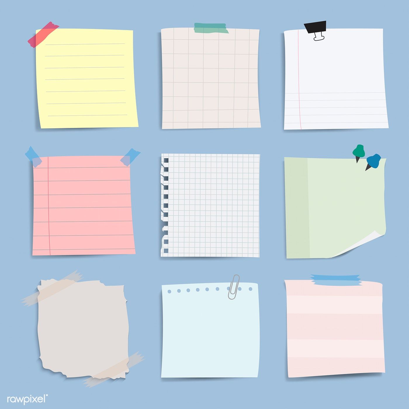 Download premium vector of Collection of sticky note illustrations by Sasi about post it, sticky notes, blue notes, light blue notes, and post it notes 412566. Note paper, Sticky notes, Note doodles