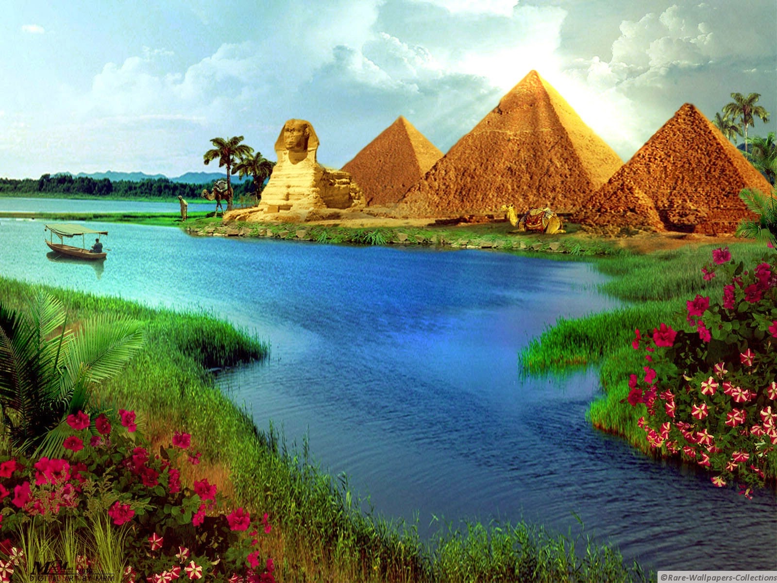 Nile River Pyramids HD Wallpaper