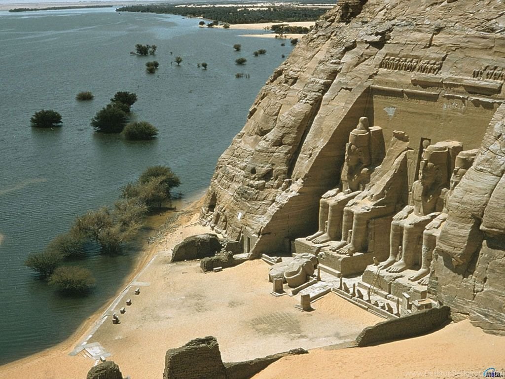 Wallpaper River, Temple, Abu Simbel, Nile, Egypt, Temple Of. Desktop Background