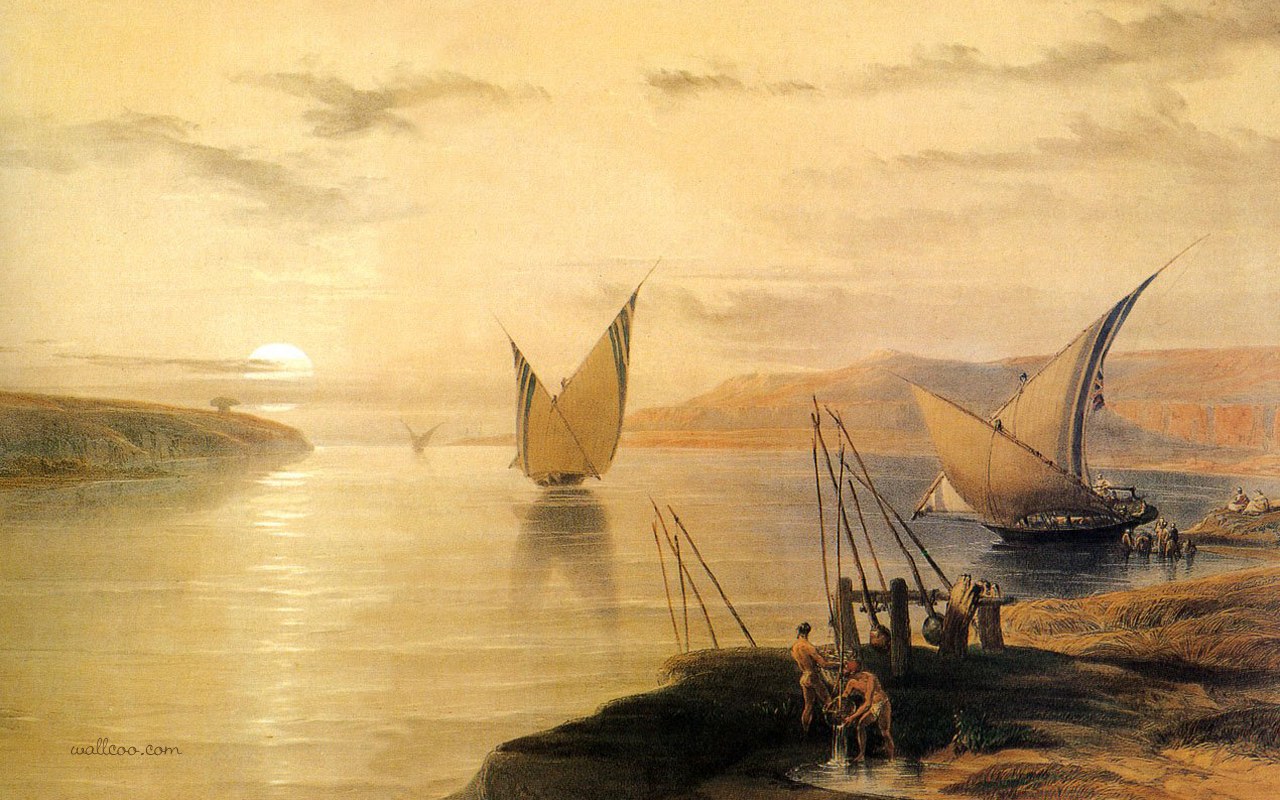 David Roberts Paintings Egypt Nile River Painting