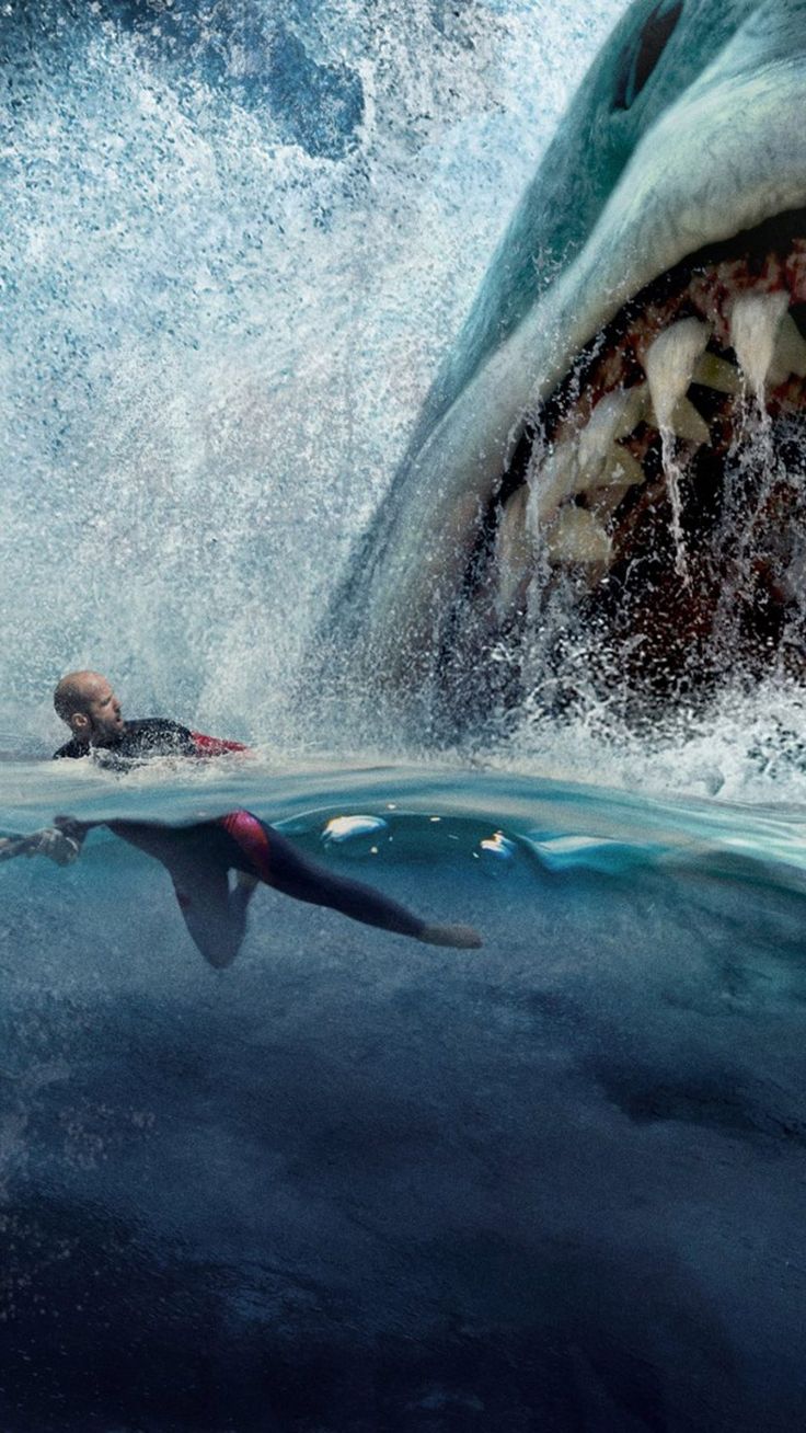 Jason Statham In The Meg 2018 4K Ultra HD Mobile Wallpaper. Shark picture, Scary ocean, Sharks scary