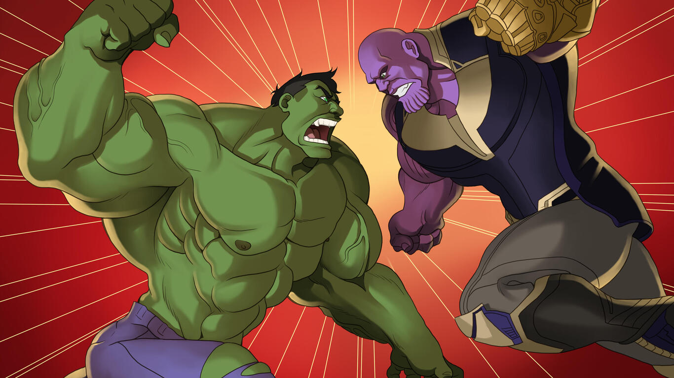 Hulk And Thanos 1366x768 Resolution HD 4k Wallpaper, Image, Background, Photo and Picture