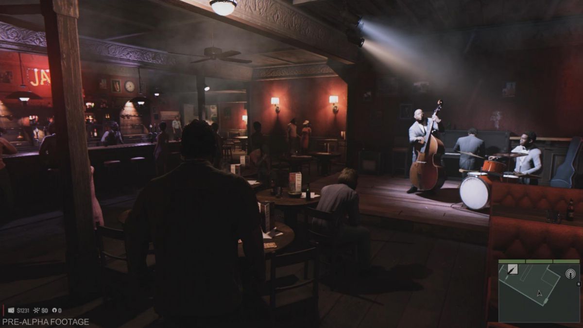 GamesRadar+ Xbox Mafia 3 screens show a bustling jazz club and a drug deal gone bad