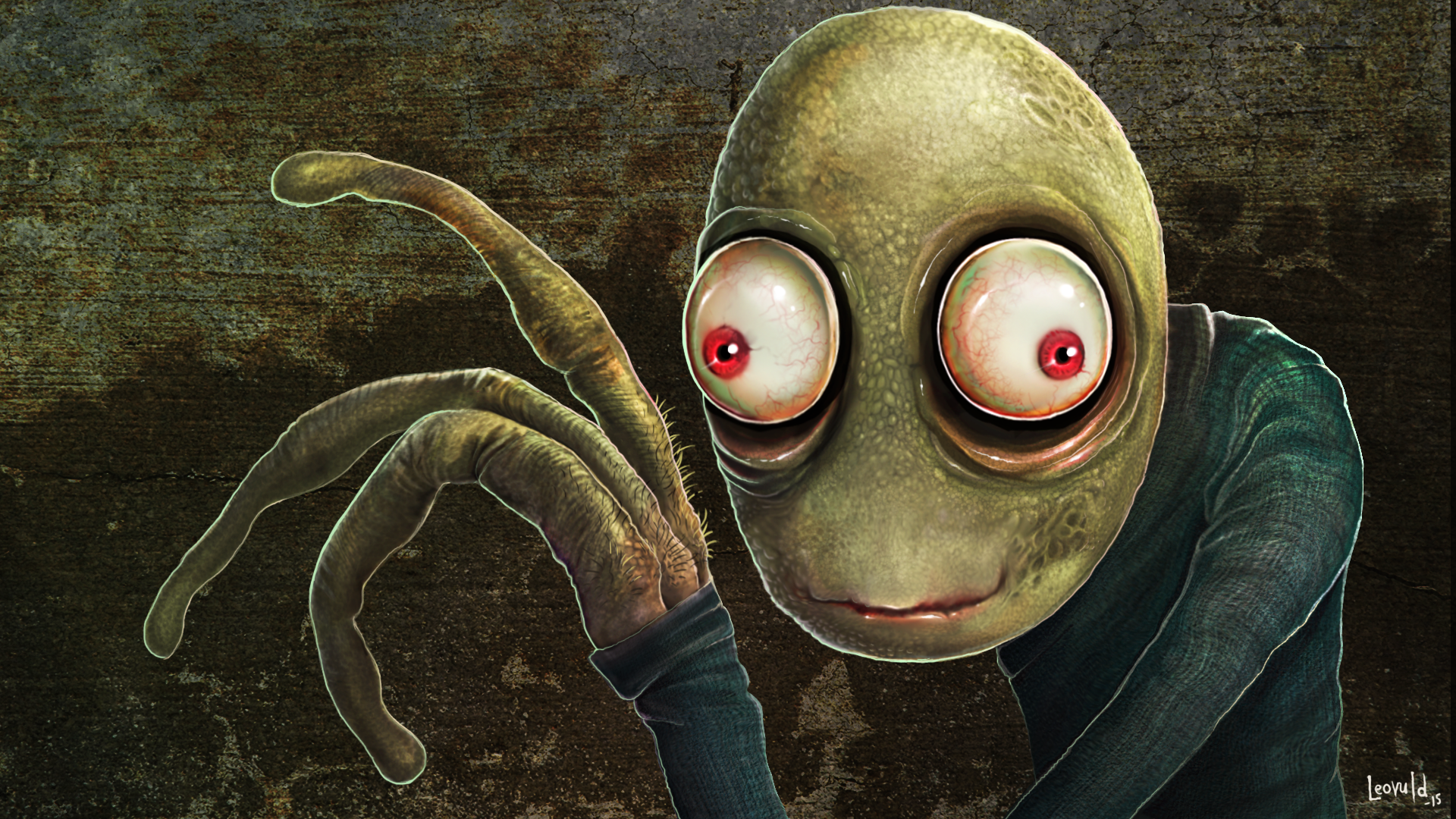 creepy, creature, salad fingers, red eyes, artwork. Mocah HD Wallpaper