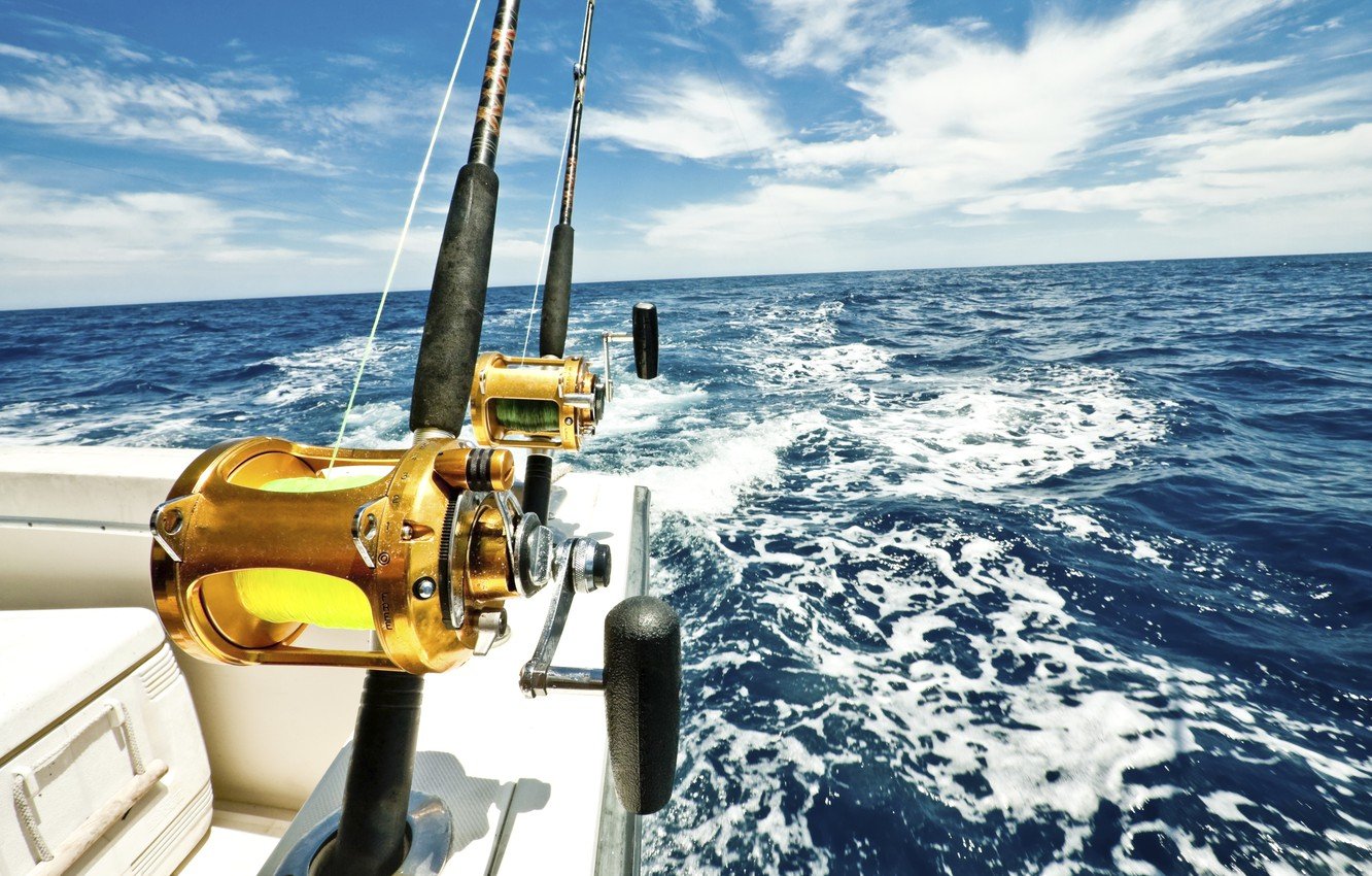 Wallpaper sea, fishing, yacht, fishing rods, ocean fishing reels image for desktop, section разное