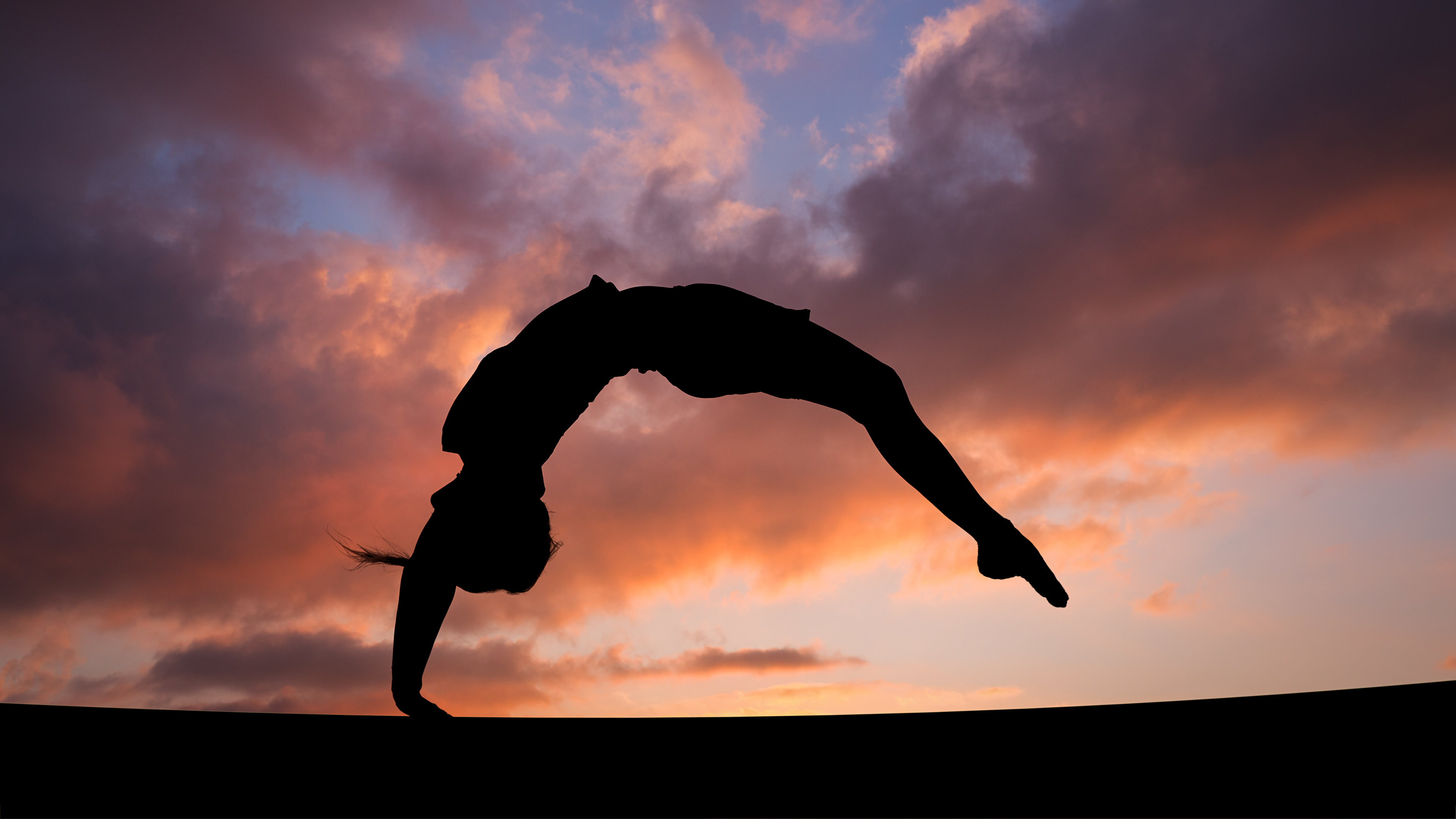 Image Workout silhouettes athletic Gymnastics young woman 3840x2160