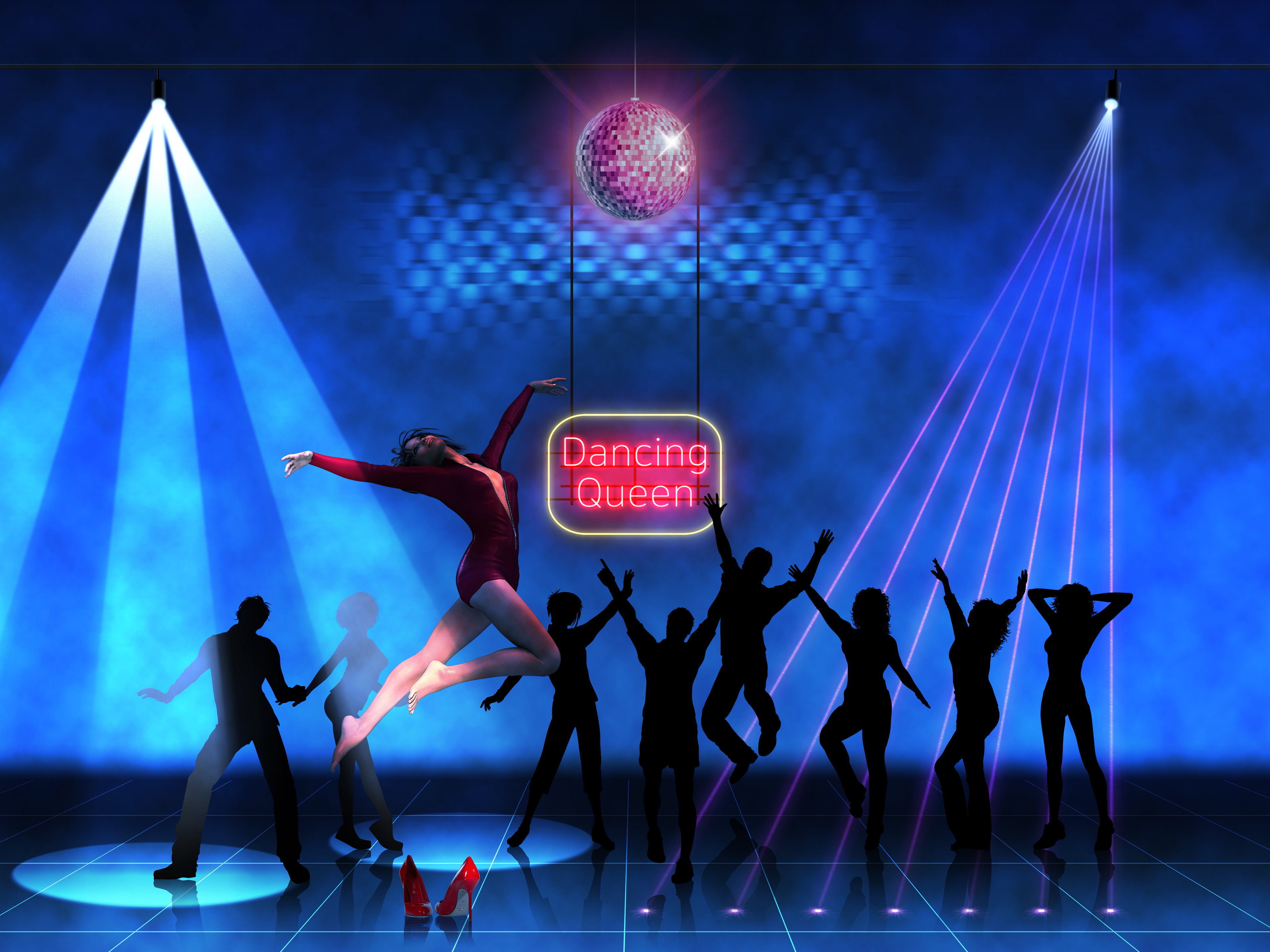 Wallpaper, disco, dancing queen, stage light 3840x2880