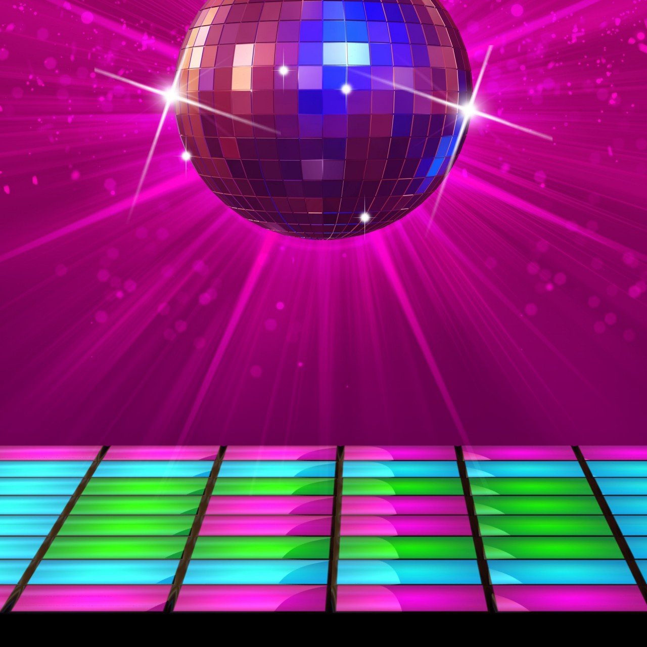 Dance Floor With Disco Ball.