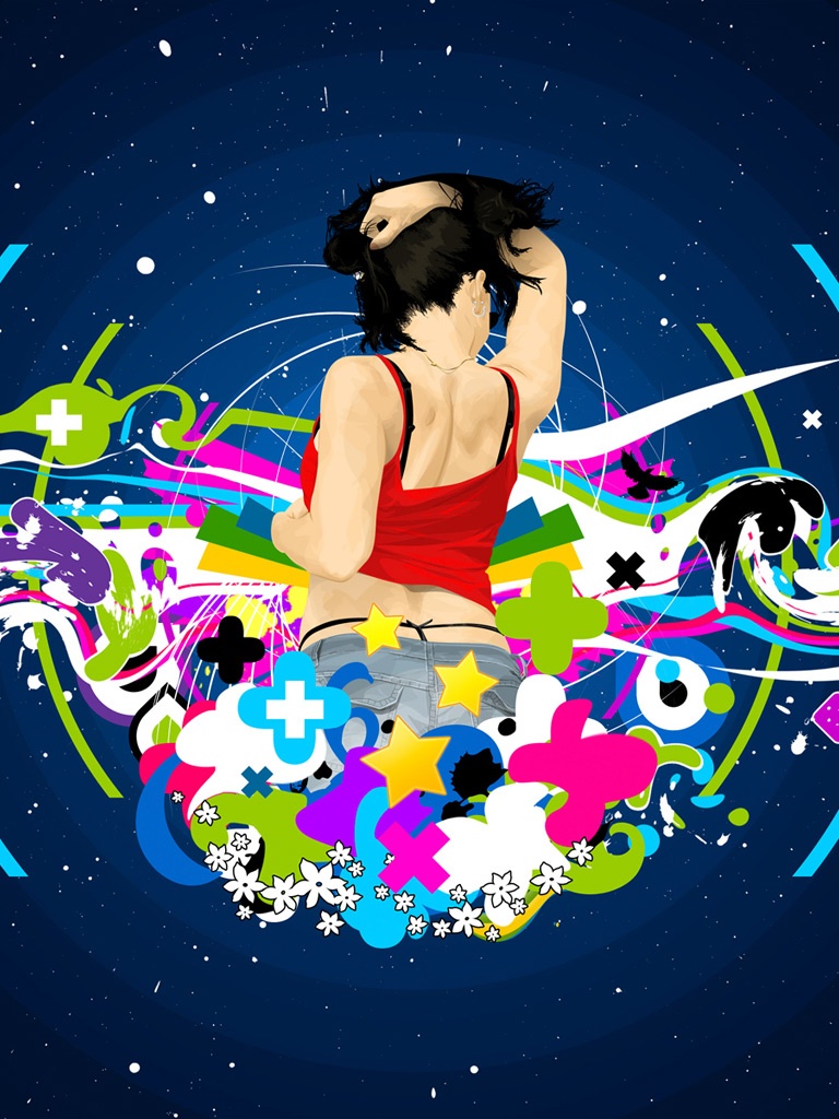 Vector Disco Dancing Girl iPhone HD Wallpaper Free