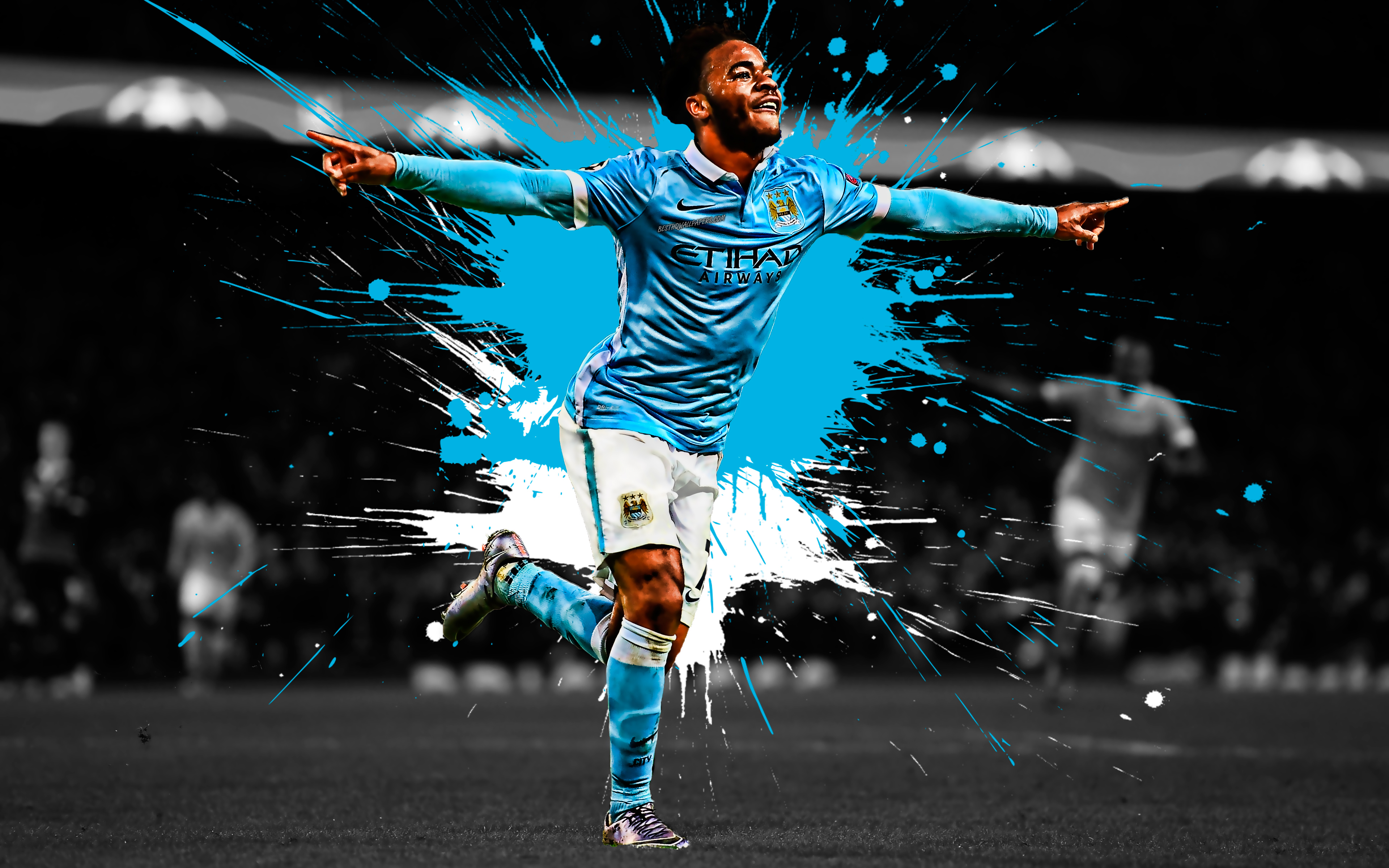 Download wallpapers Raheem Sterling, 4k, Manchester City FC, art