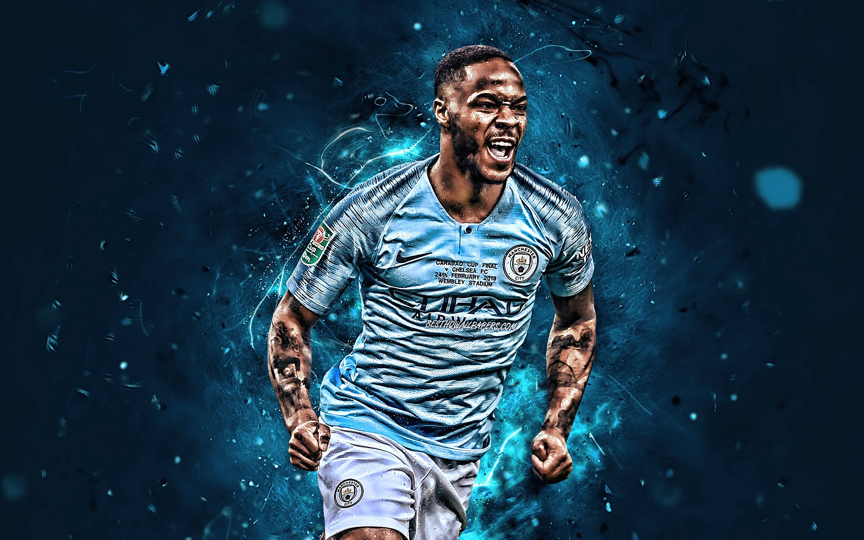 Download wallpapers Raheem Sterling, 4k, Manchester City FC, art