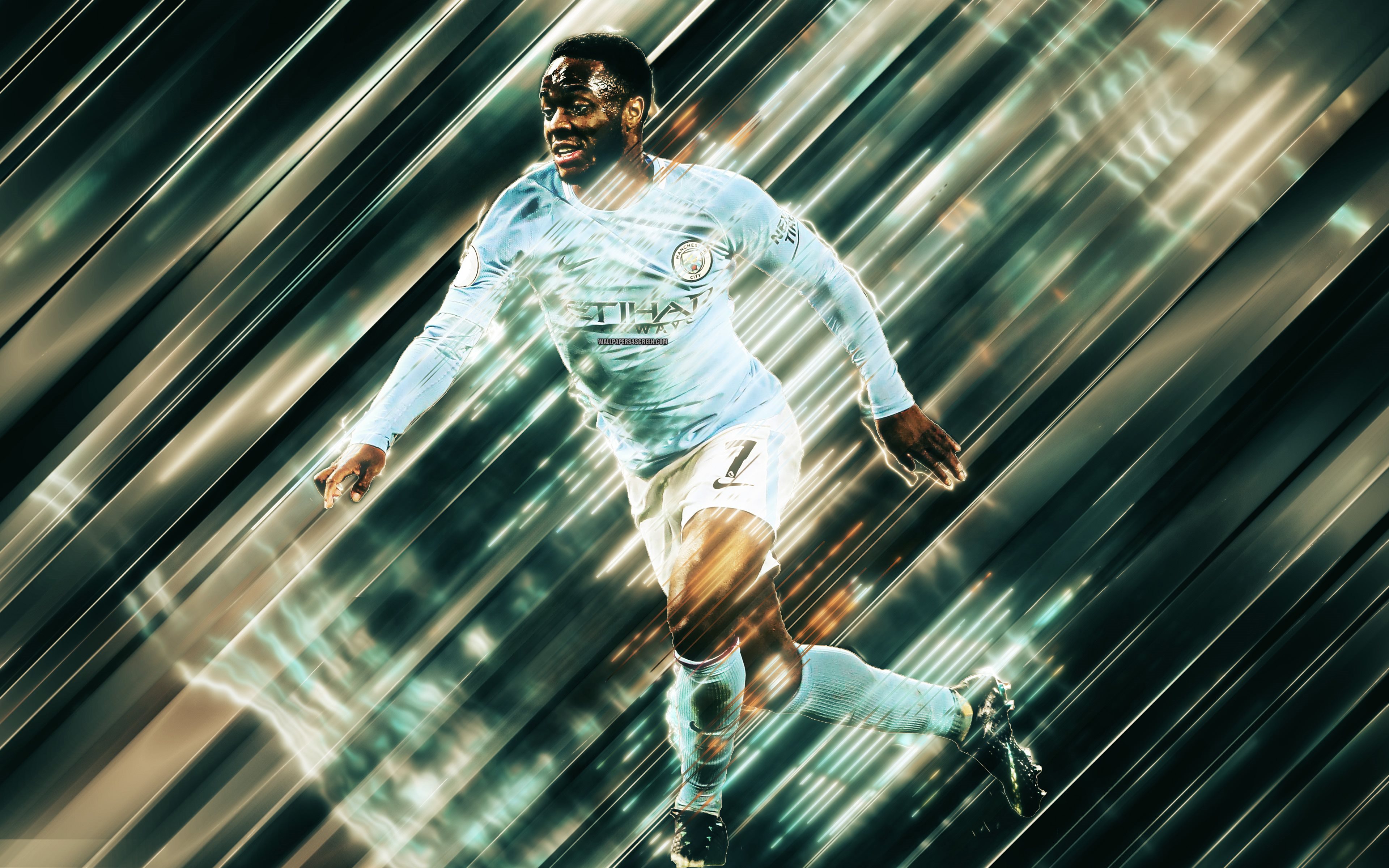 Download wallpapers Raheem Sterling, 4k, Manchester City FC, art