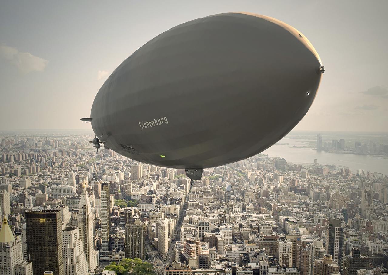 Picture Airship, LZ 129 Hindenburg Flight From above Cities Building