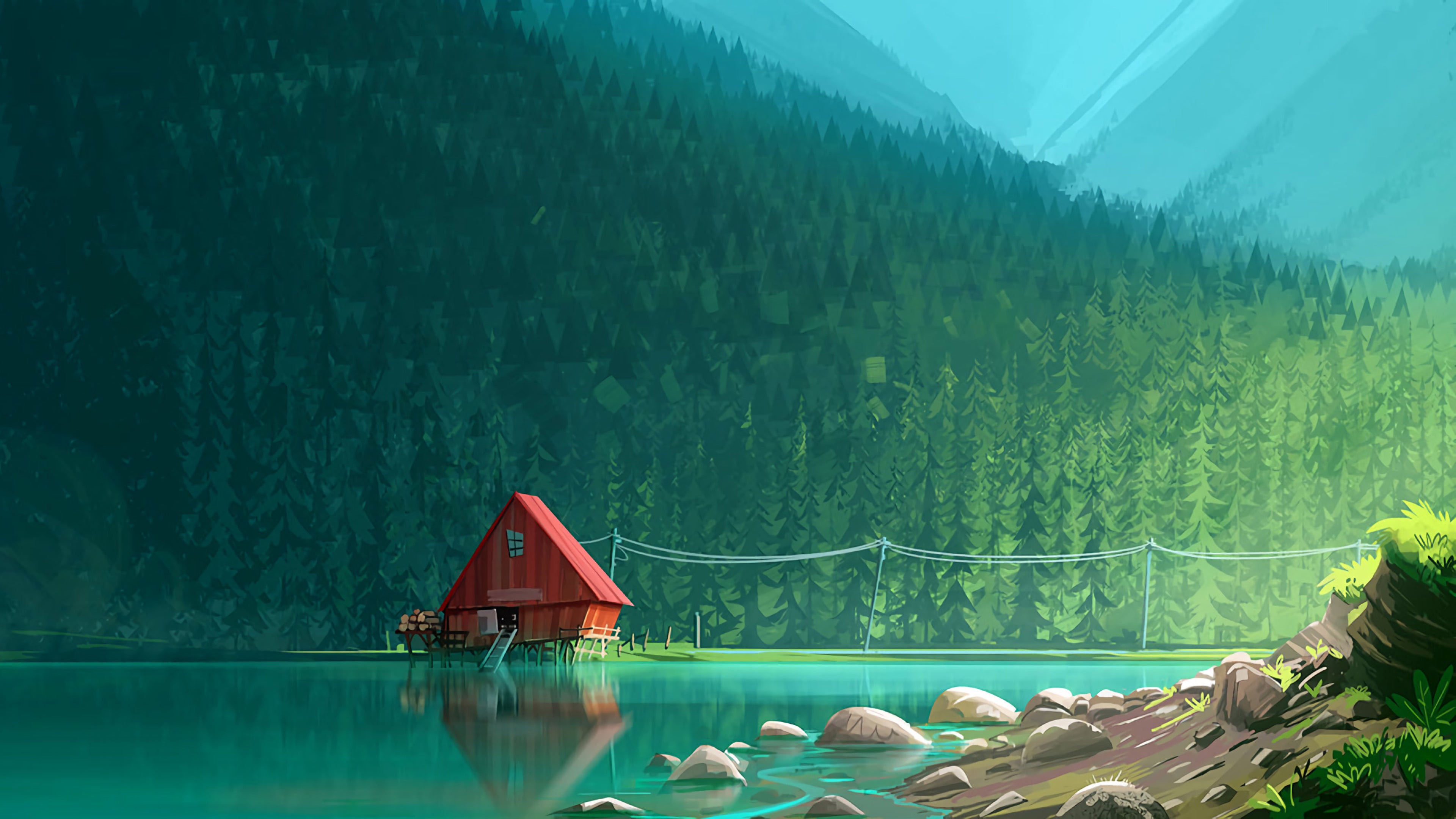 Summer house minimalist [3840x2160]: wallpaper