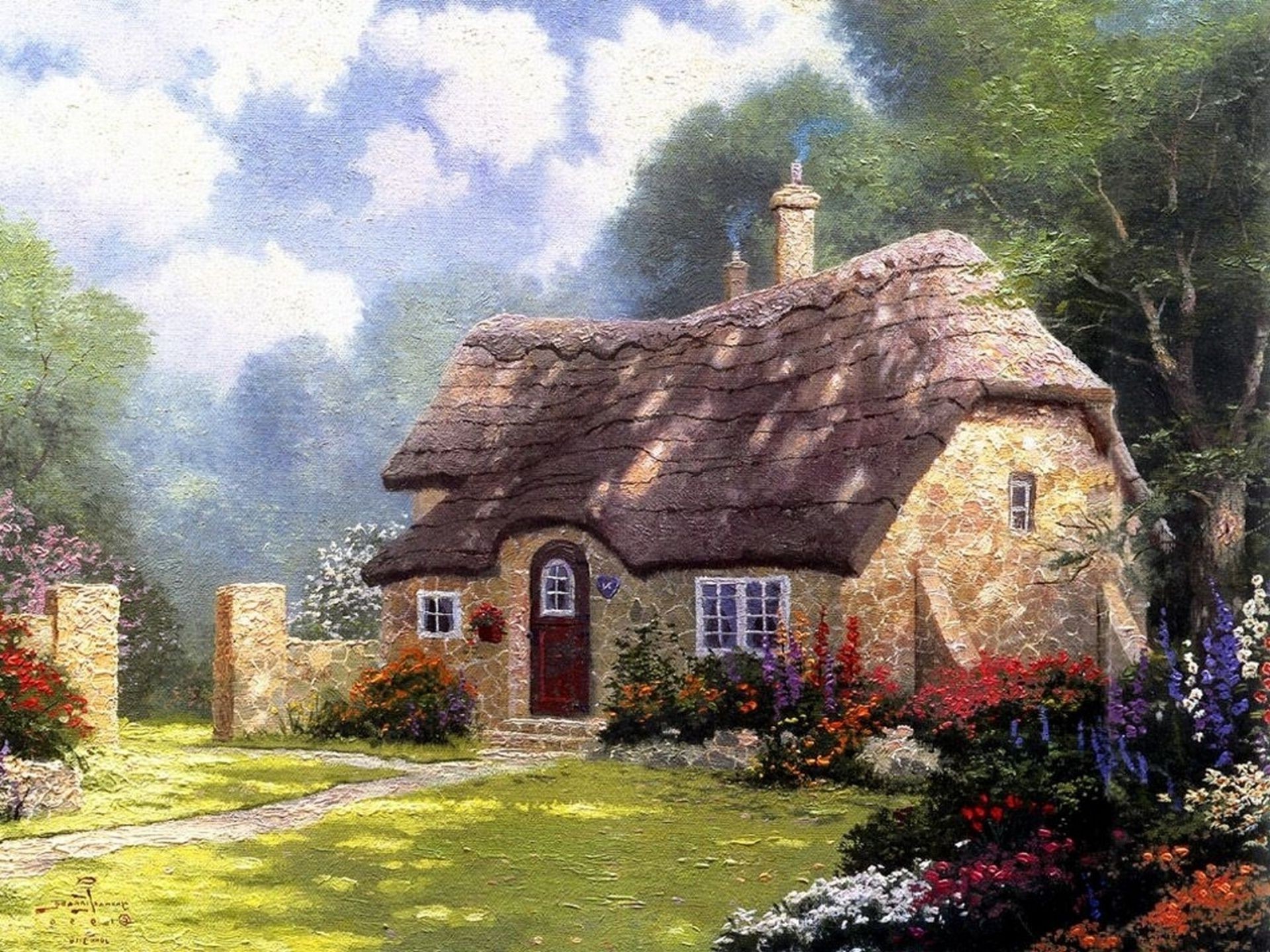 Cottage in the forest summer cottage Thomas Kincade thoma