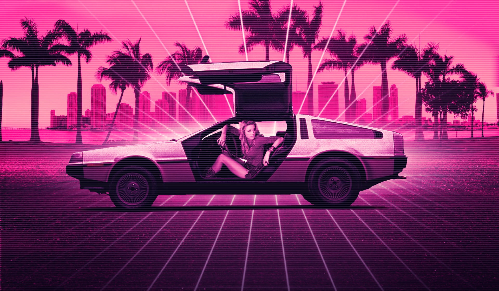 Girl, Music, Neon, Background, DeLorean DMC 12, Electronic Wallpaper • Wallpaper For You HD Wallpaper For Desktop & Mobile
