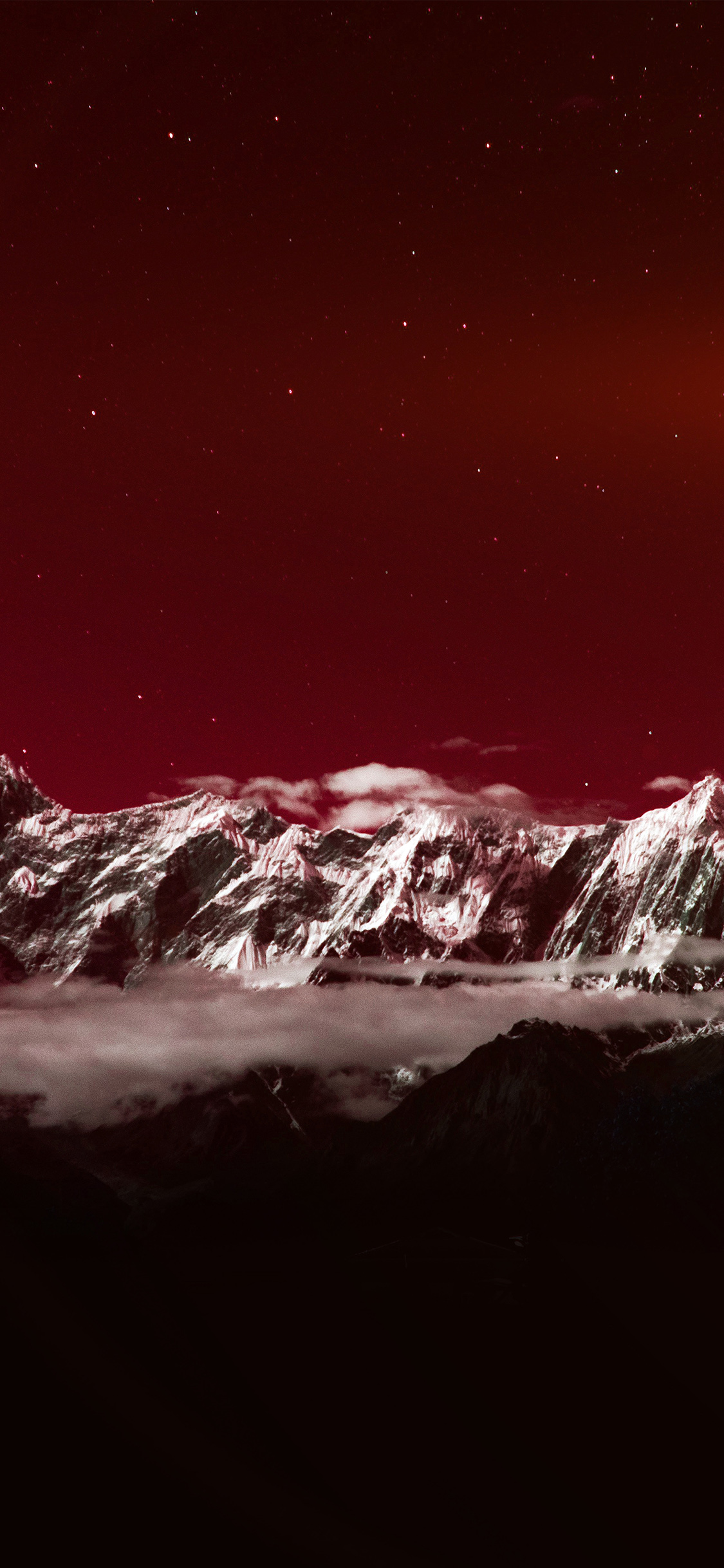 iPhone X wallpaper. mountain snow dark red winter sky star