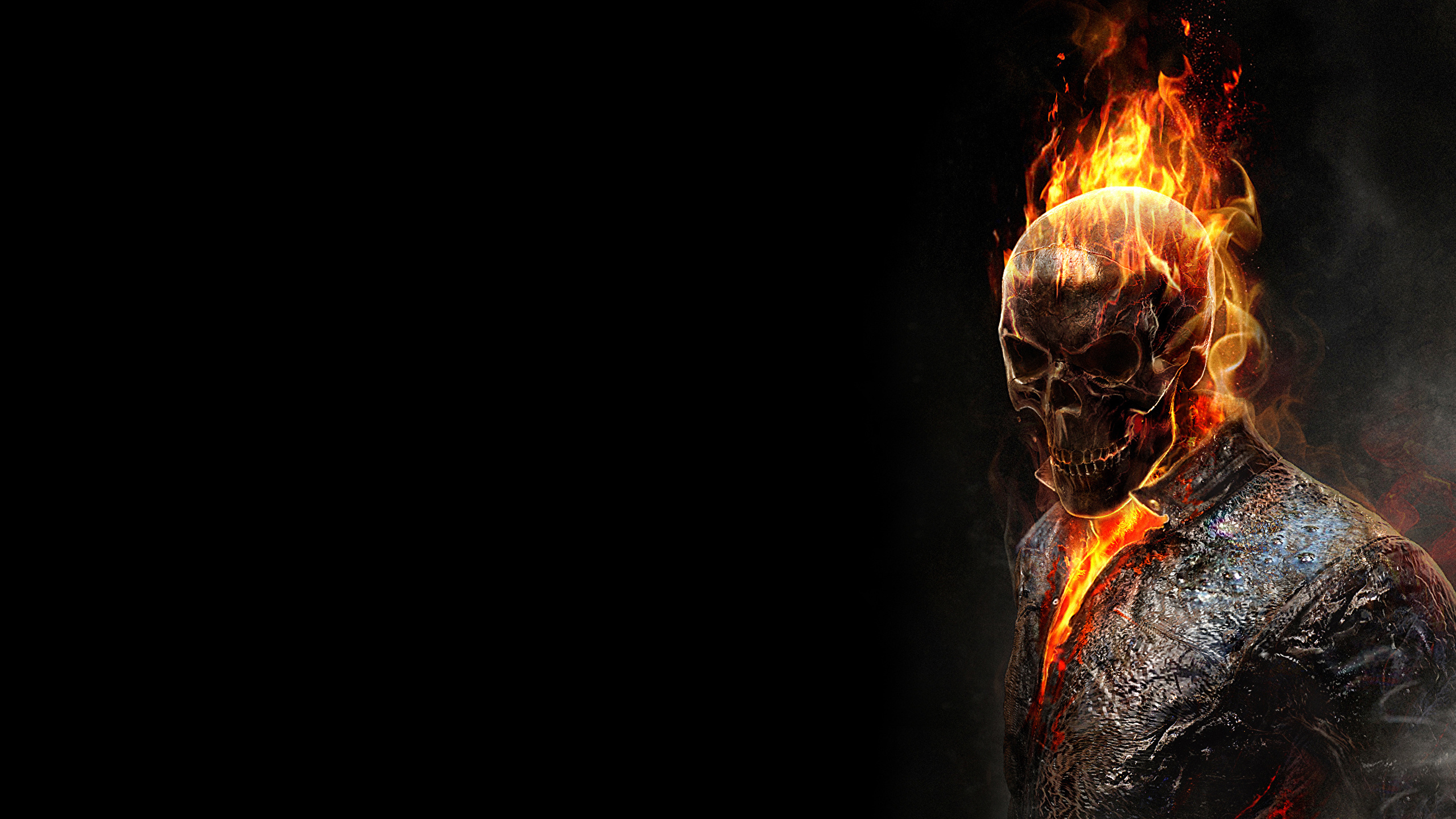 Picture Ghost Rider Skulls Fanart film flame Black 2560x1440