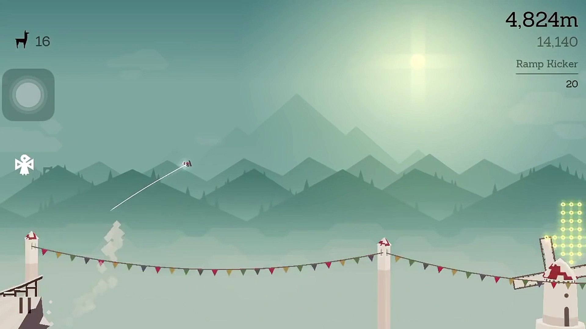 Alto's Adventure Fly through an archway with the wingsuit
