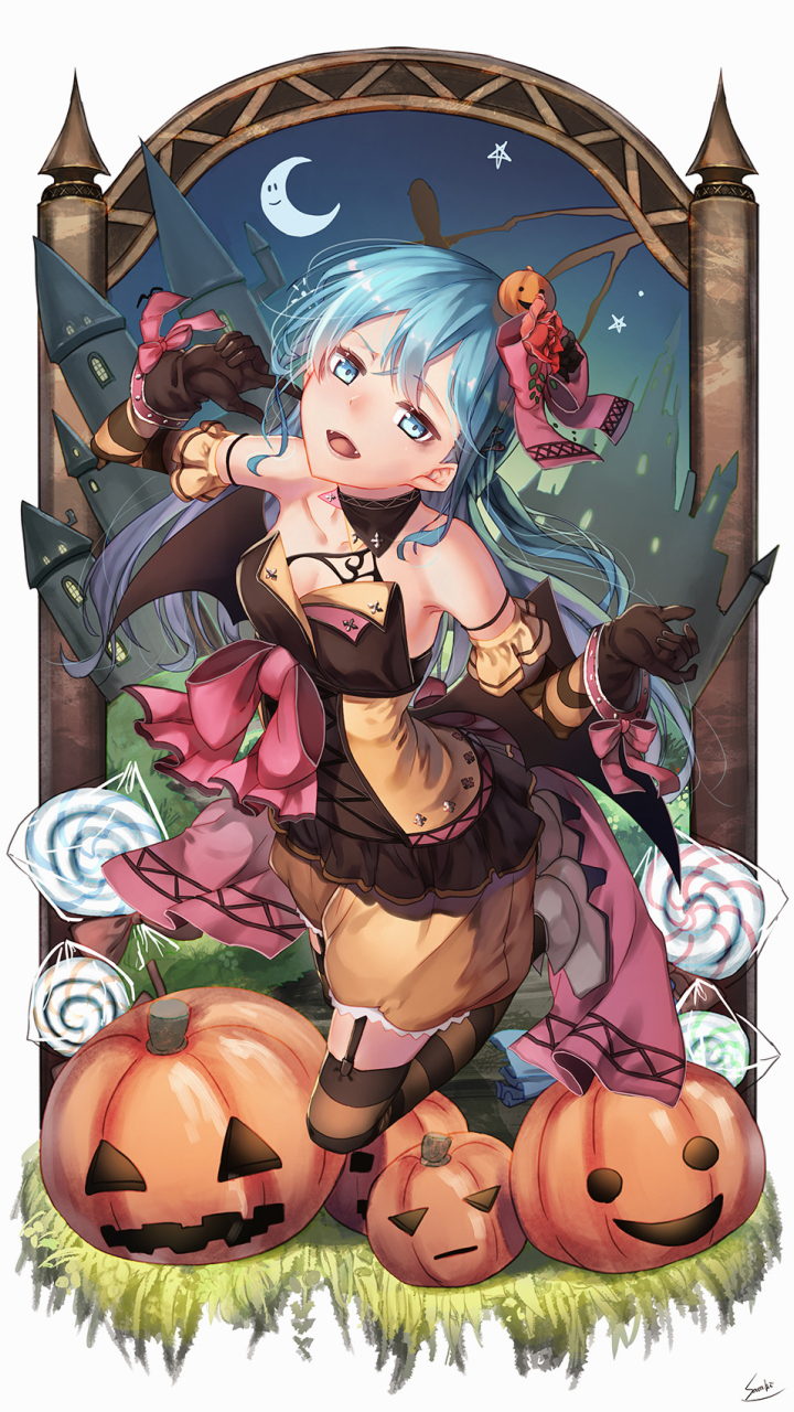 Desktop Wallpaper Vampire, Anime Girl, Minimal, Halloween, HD Image, Picture, Background, 8f41f7