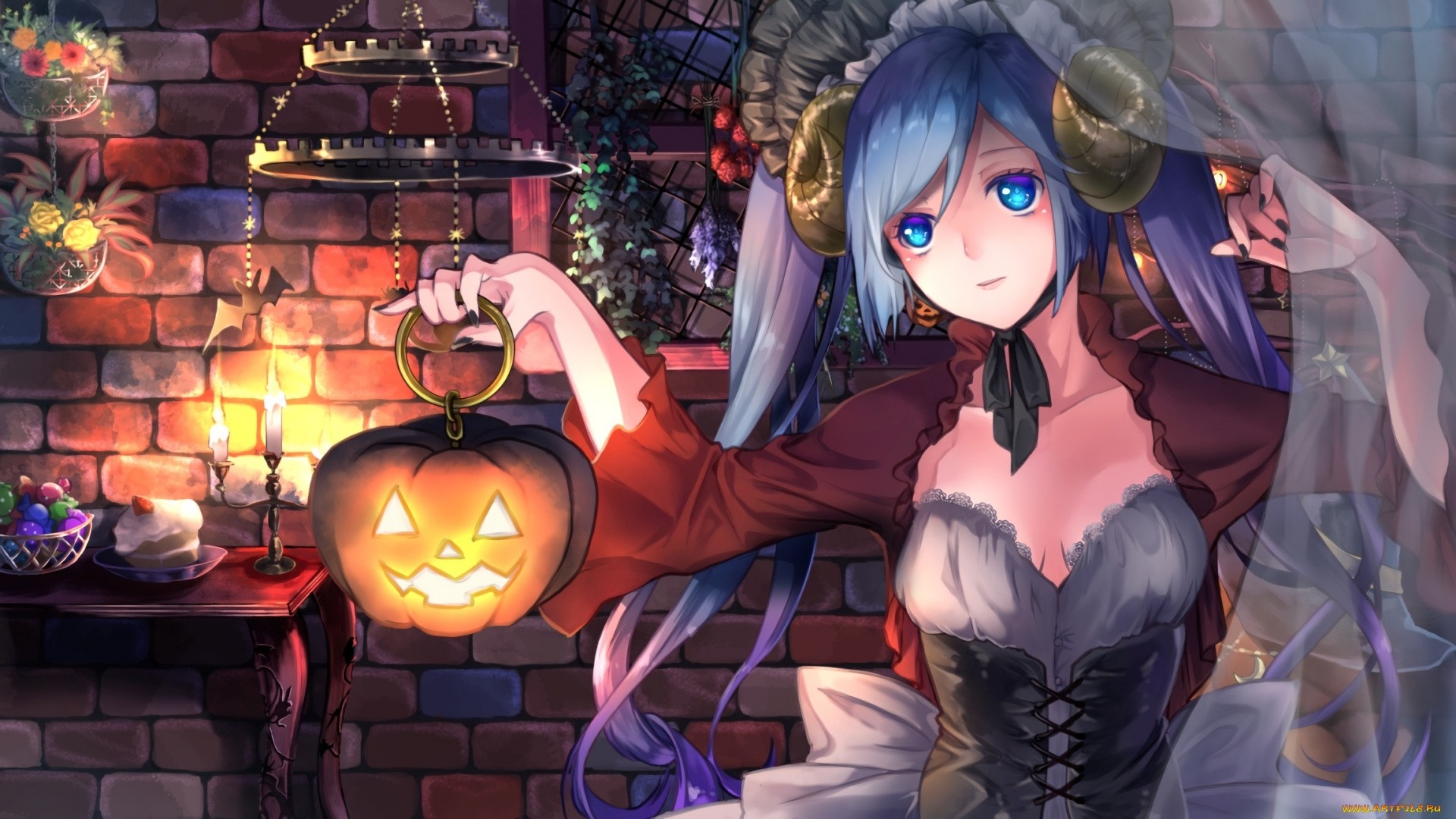 Anime Halloween Girls Pumpkin Honkai Impact 3rd Bronya Raiden 4K Wallpaper  4545
