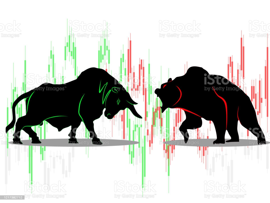 Bull Vs Bear Symbol Of Stock Market Trend On White Background Illustration Stock Illustration Image Now