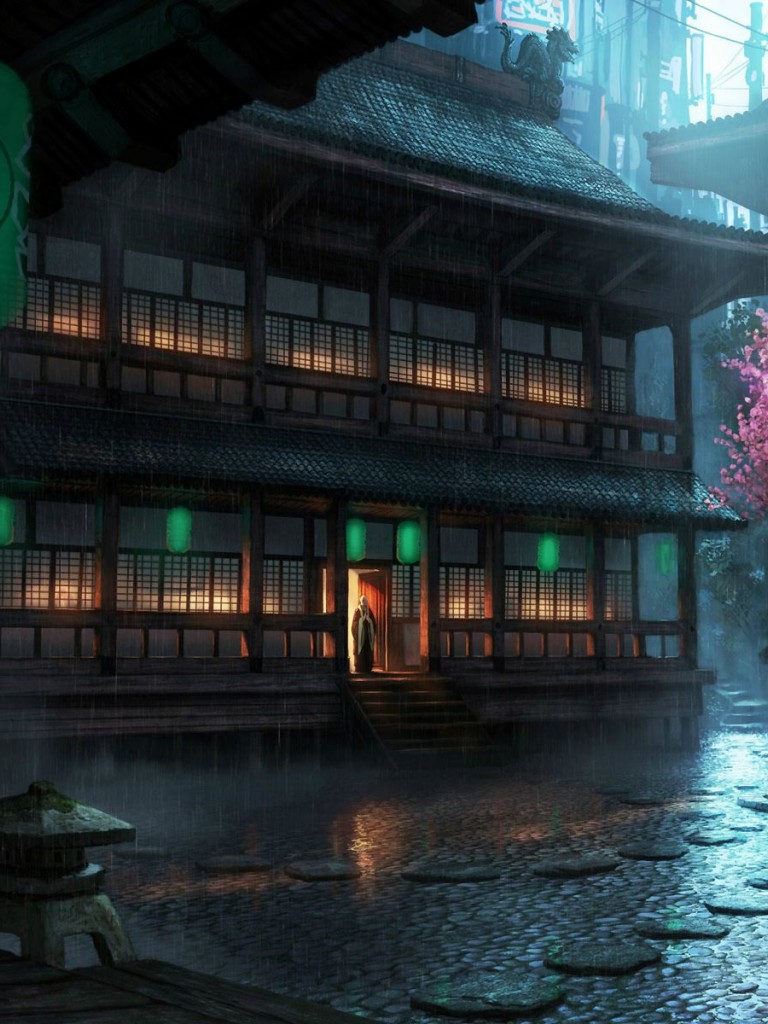 Raining In A Japanese Village HD Wallpaper Non Retina IPad
