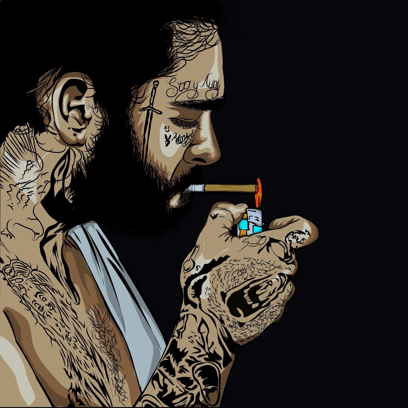 Post Malone art by. paulkawira. Post malone wallpaper, Beard art, Post malone