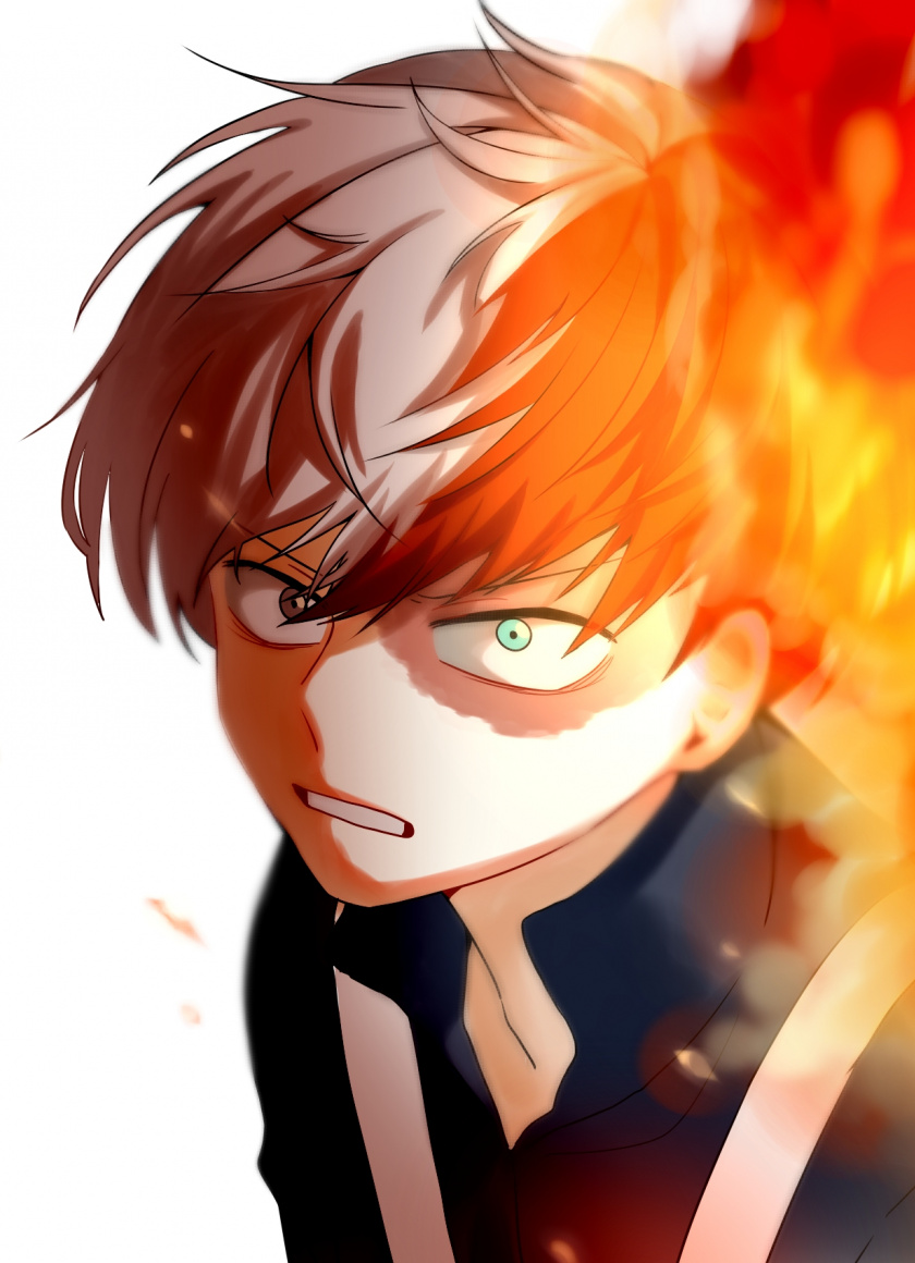 Download Anime boy, fire, Shoto Todoroki wallpaper, 840x iPhone iPhone 4S, iPod touch