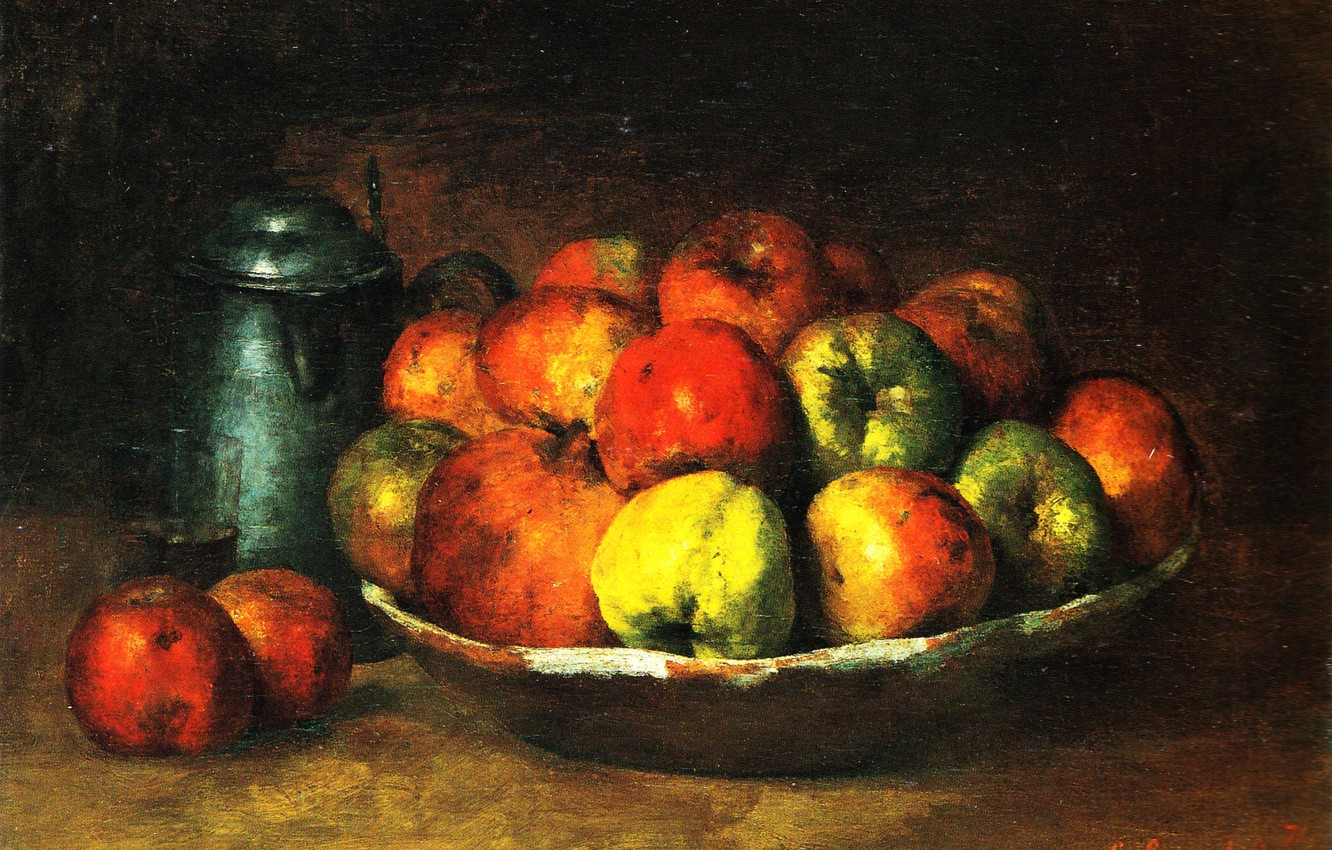 Wallpaper picture, Gustave Courbet, Gustave Courbet, Still life with Apples and pomegranates image for desktop, section живопись