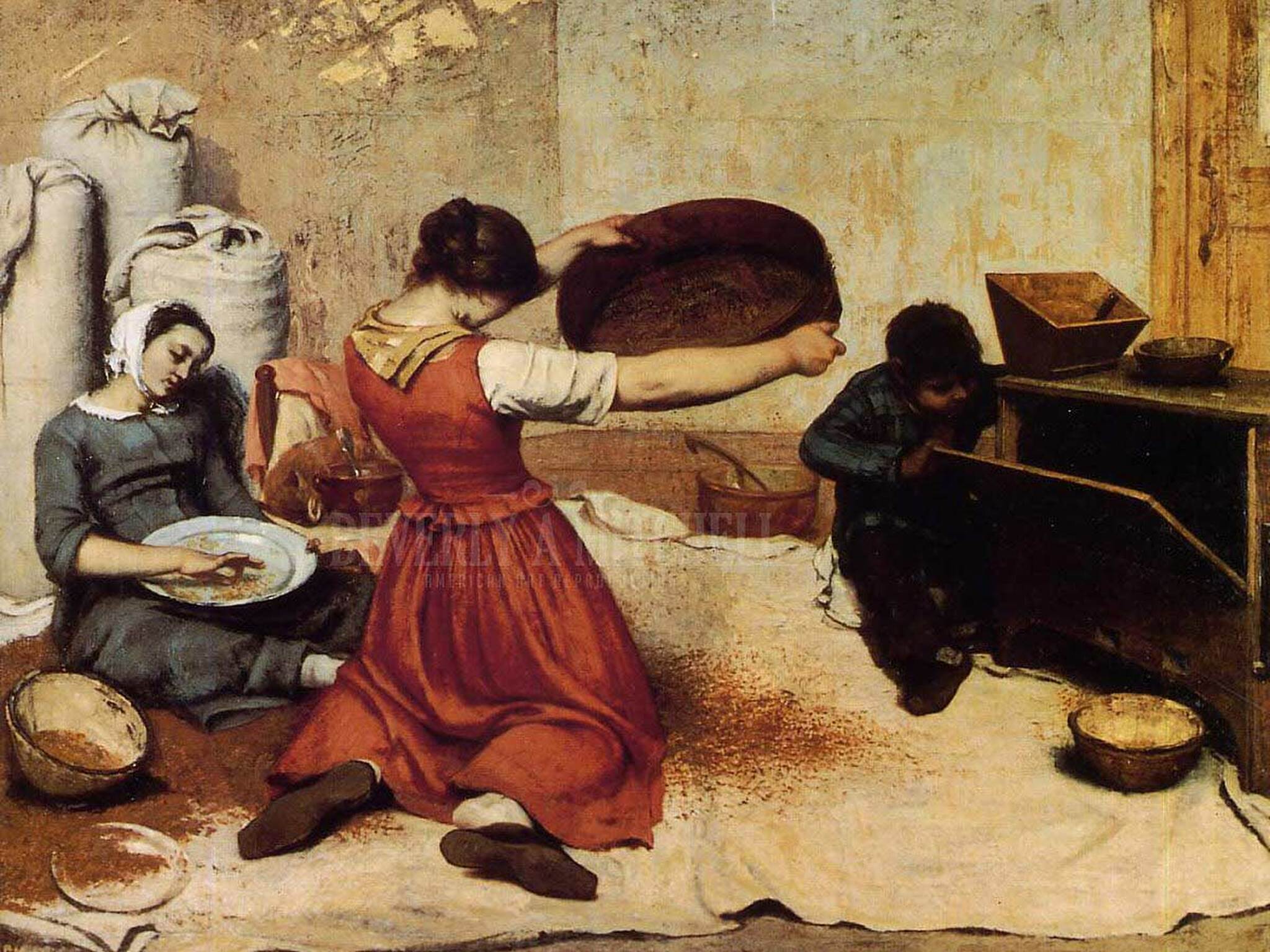 The Grain Sifters by Gustave Courbet Print and Painting from Beverly A Mitchell American Art Gallery