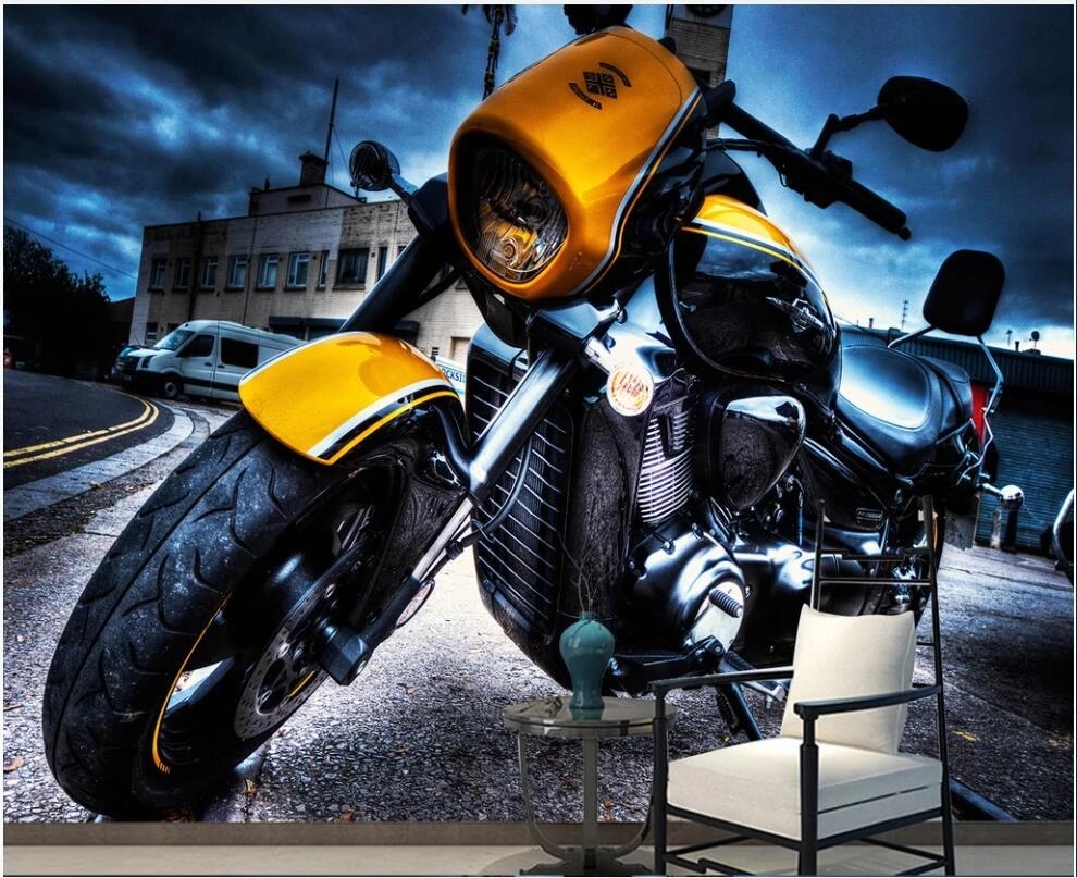 Custom photo mural 3D wallpaper Retro motorcycle street landscape background living room home decor wallpaper for walls 3 d. Wallpaper