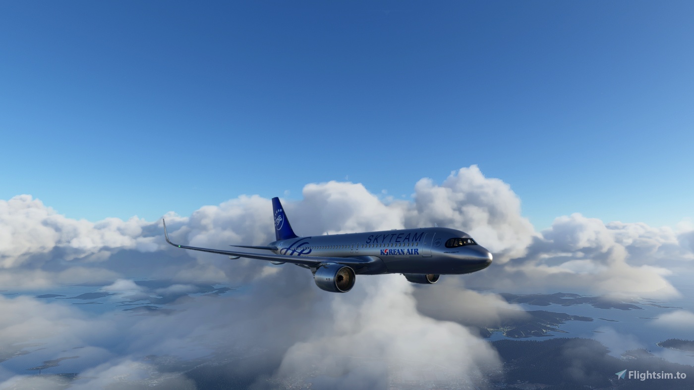 A32NX Korean Air Skyteam silver livery 8K Microsoft Flight Simulator