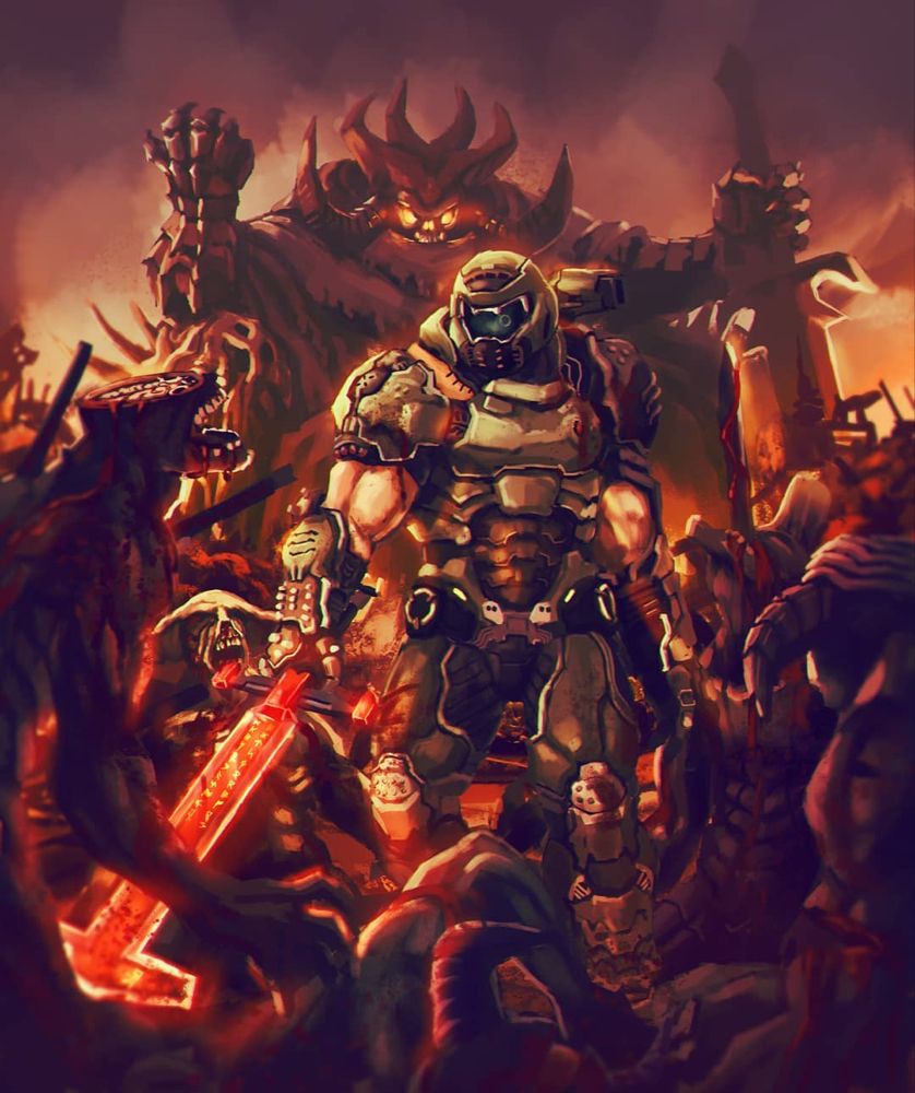 Franz Luigi Espartero on Instagram: “.. .. #doom #digitalart #digitalpainting #poster #apocalypse #demon #titan #dark #g. Doom demons, Doom videogame, Doom game