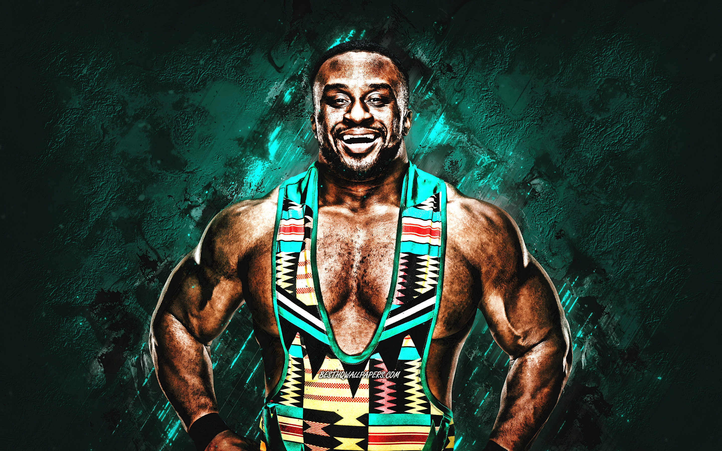 Download wallpaper Big E, Ettore Ewen, portrait, American wrestler, WWE, stone green background, USA, World Wrestling Entertainment for desktop with resolution 2880x1800. High Quality HD picture wallpaper