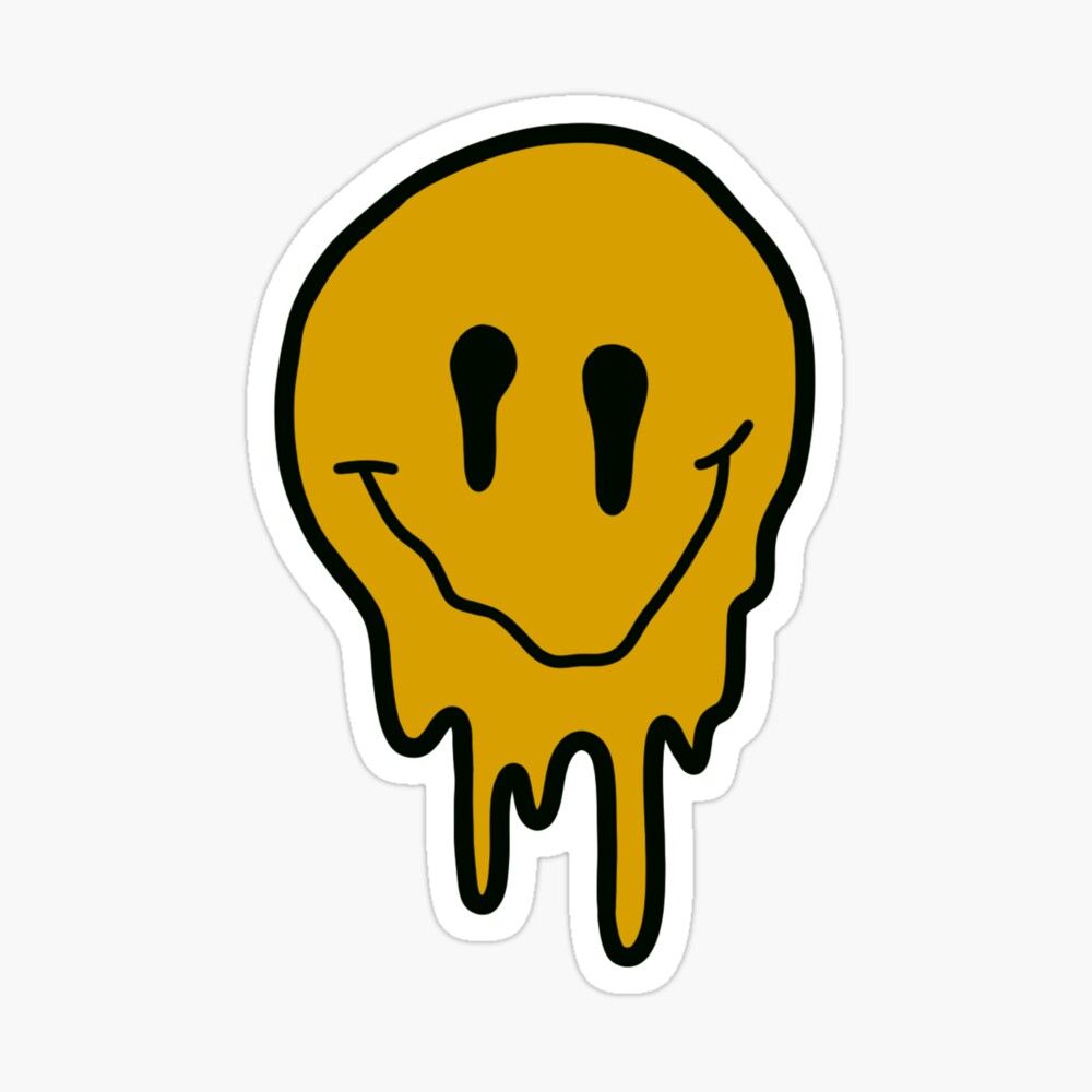 yellow drippy smiley face Sticker by zarapatel. Face stickers, Yellow smiley face, Smiley face
