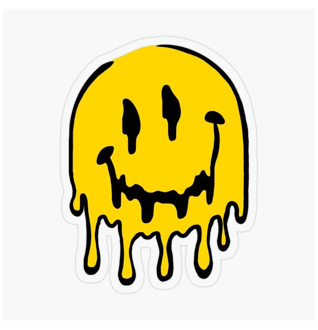dripping smiley face' Transparent Sticker by ten17 #dripping #smiley #face trippy smiley face • Millions of unique des. Face stickers, Smiley, Yellow smiley face