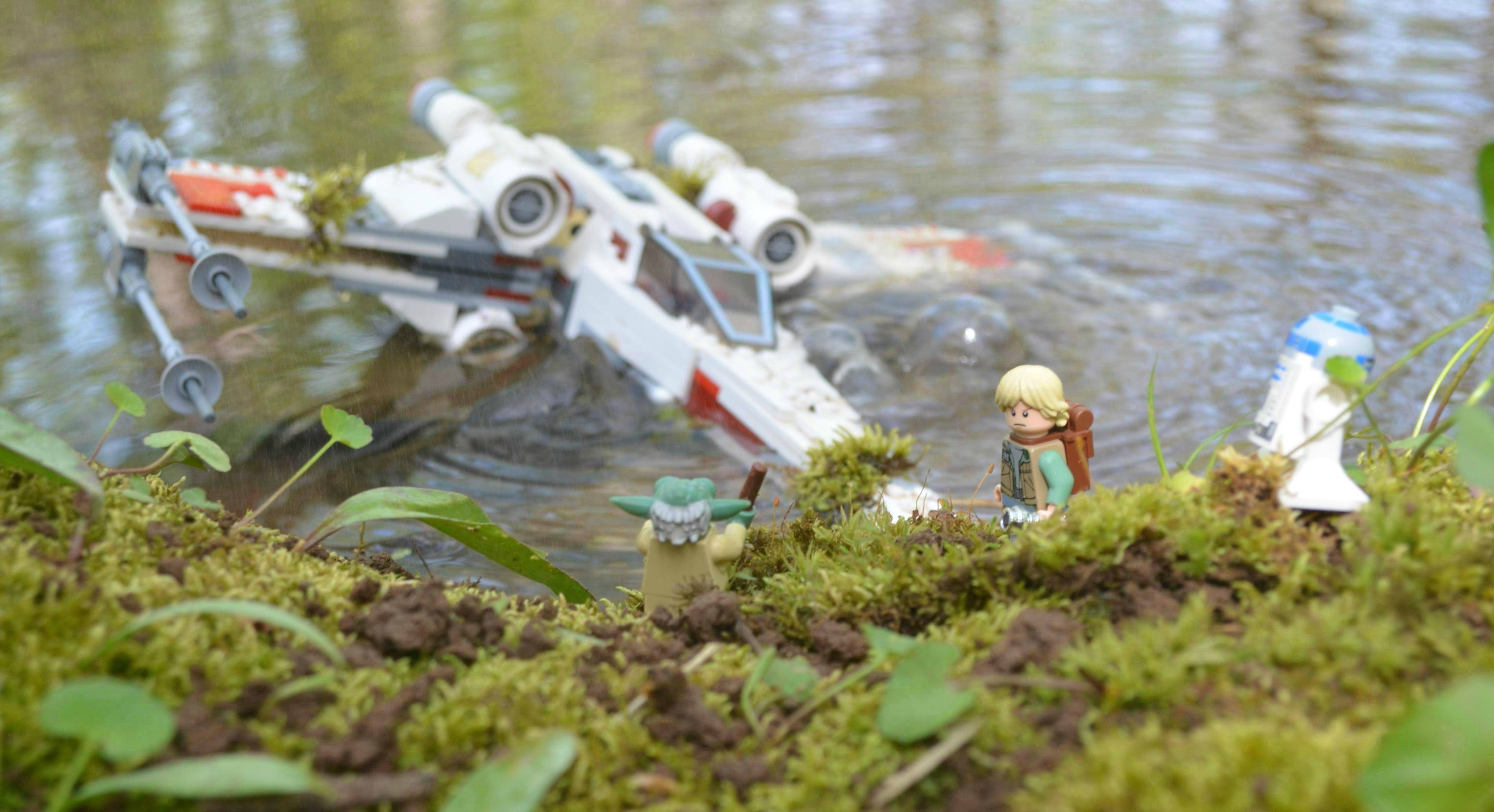 Wallpaper, Star Wars, toys, water, grass, vehicle, LEGO, hobby, plant, 4544x2472 px 4544x2472