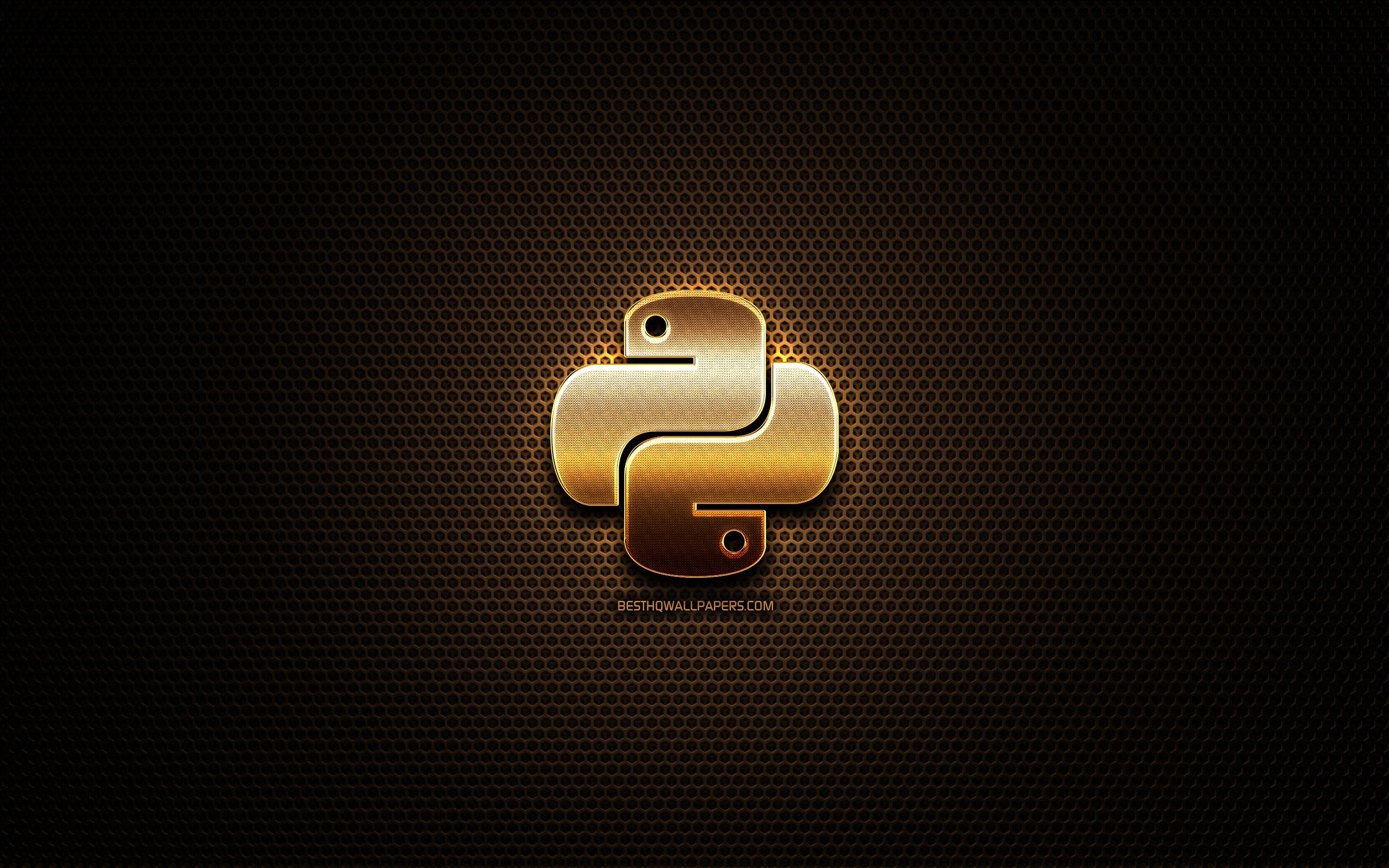 Download wallpaper Python glitter logo, programming language, grid metal background, Python, creative, programming language signs, Python logo for desktop with resolution 2880x1800. High Quality HD picture wallpaper